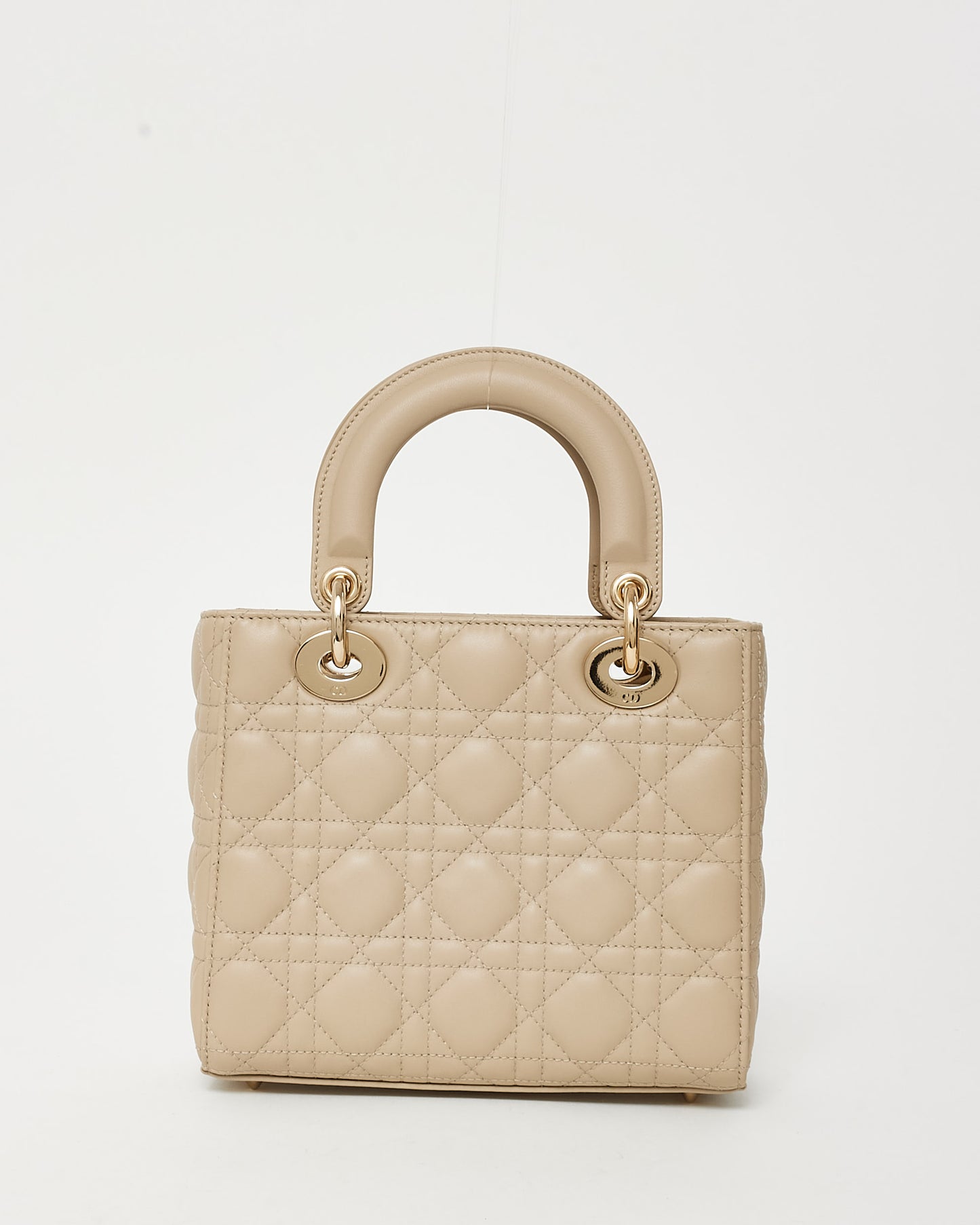 Dior Beige Cannage Lambskin Leather Small Lady Dior Bag GHW