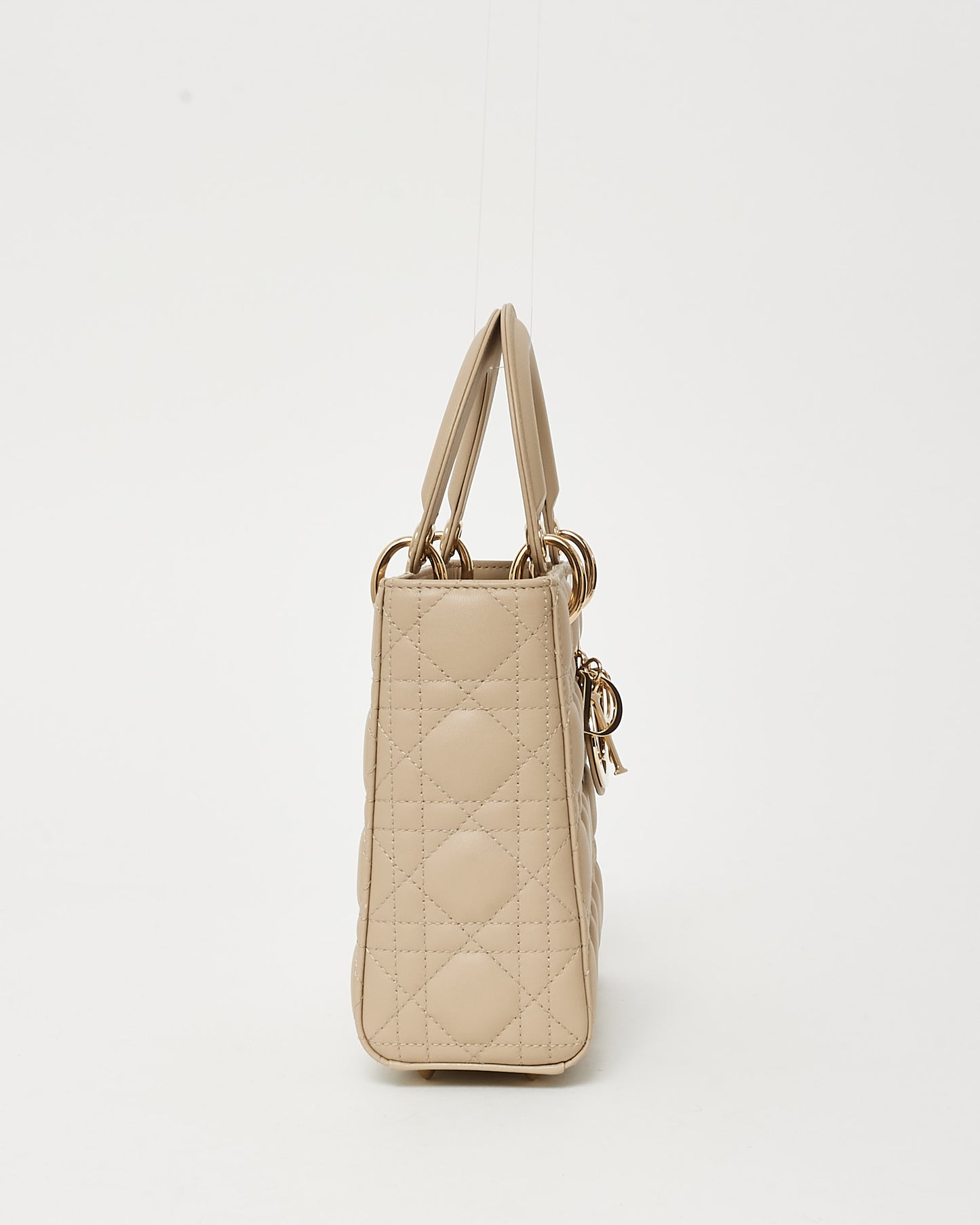 Dior Beige Cannage Lambskin Leather Small Lady Dior Bag GHW