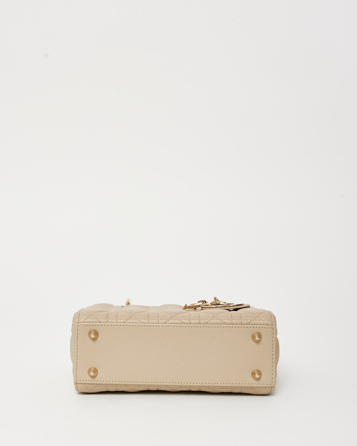 Dior Beige Cannage Lambskin Leather Small Lady Dior Bag GHW