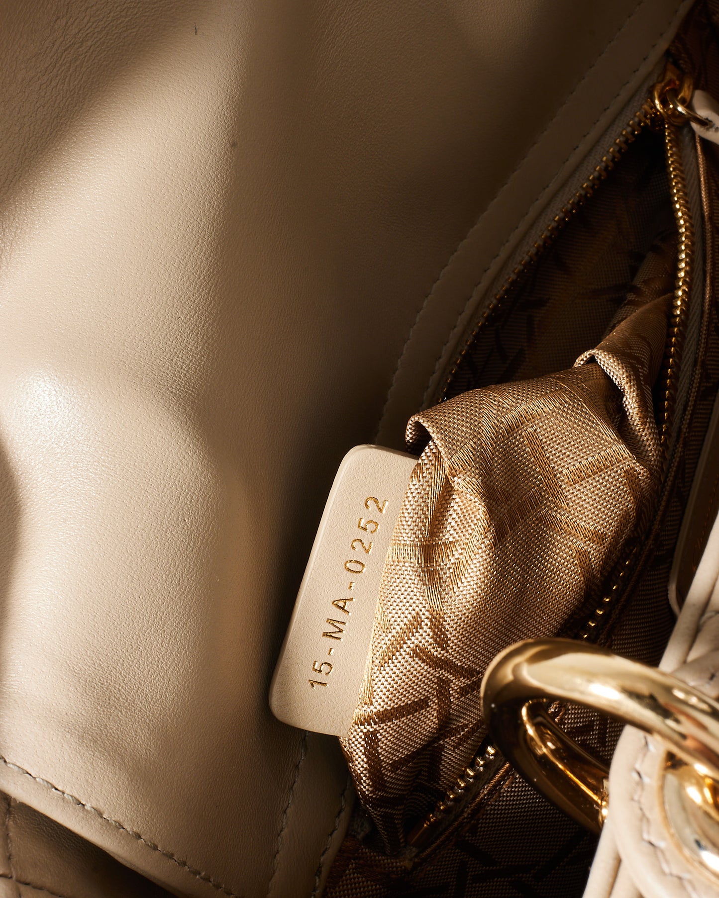 Dior Beige Cannage Lambskin Leather Small Lady Dior Bag GHW