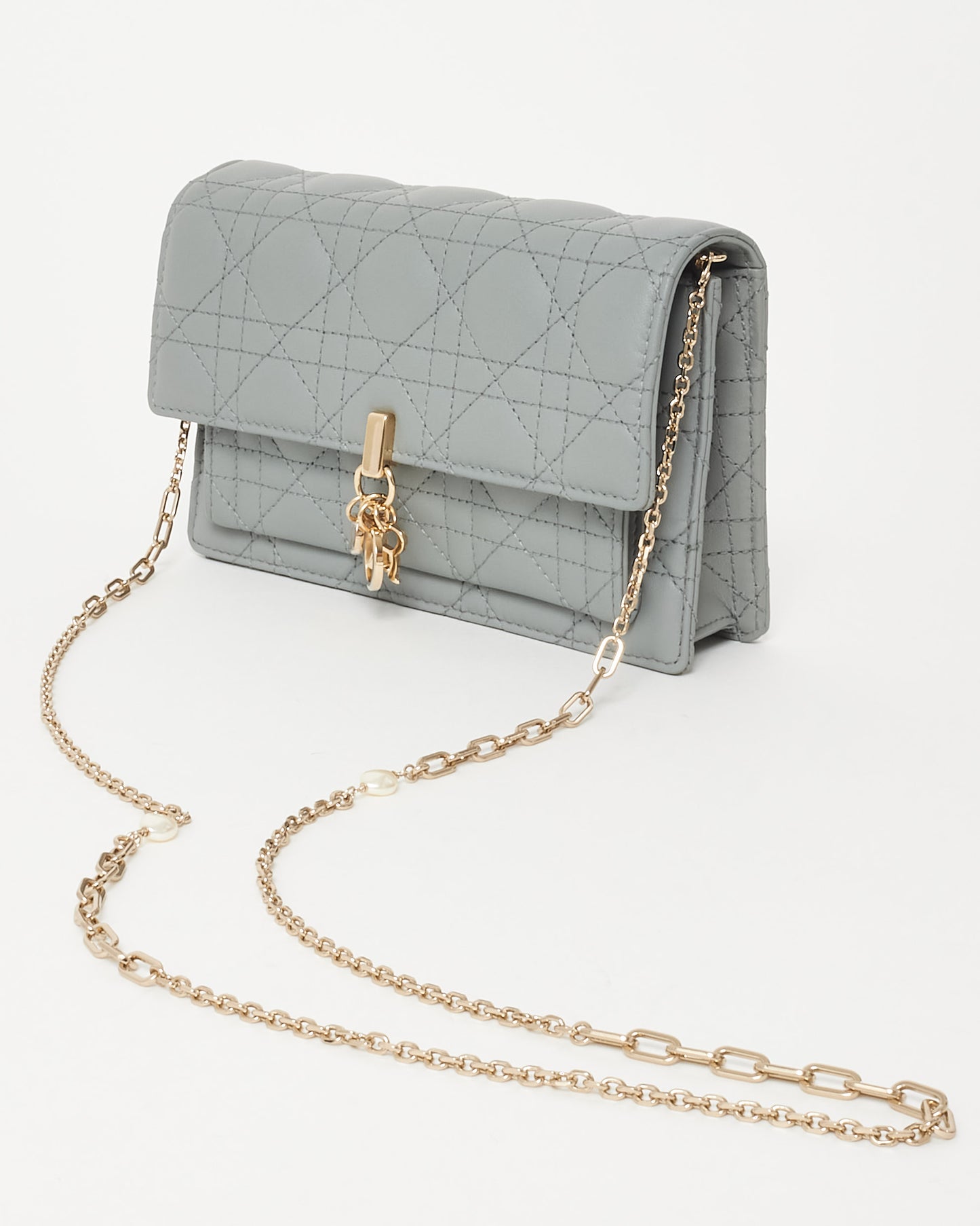 Dior Grey Cannage Lambskin Leather My Dior Daily Pouch Crossbody Bag