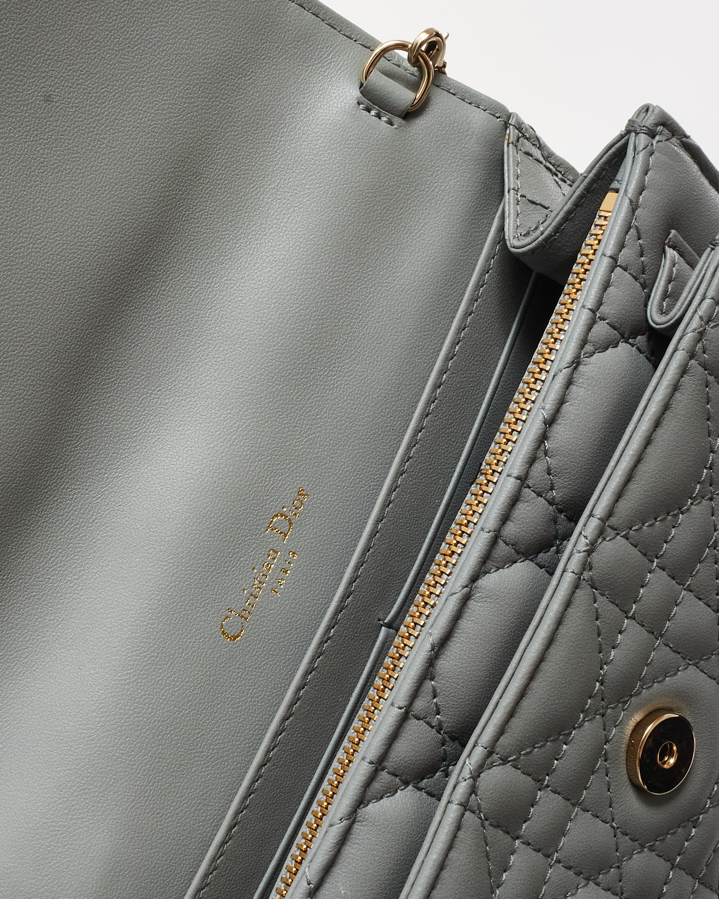 Dior Grey Cannage Lambskin Leather My Dior Daily Pouch Crossbody Bag