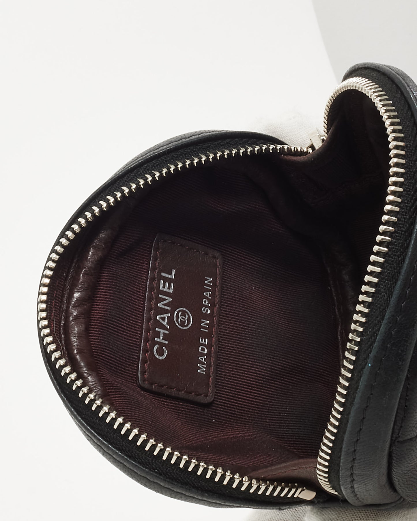 Chanel Black Lambskin CC Logo Round Coin Purse