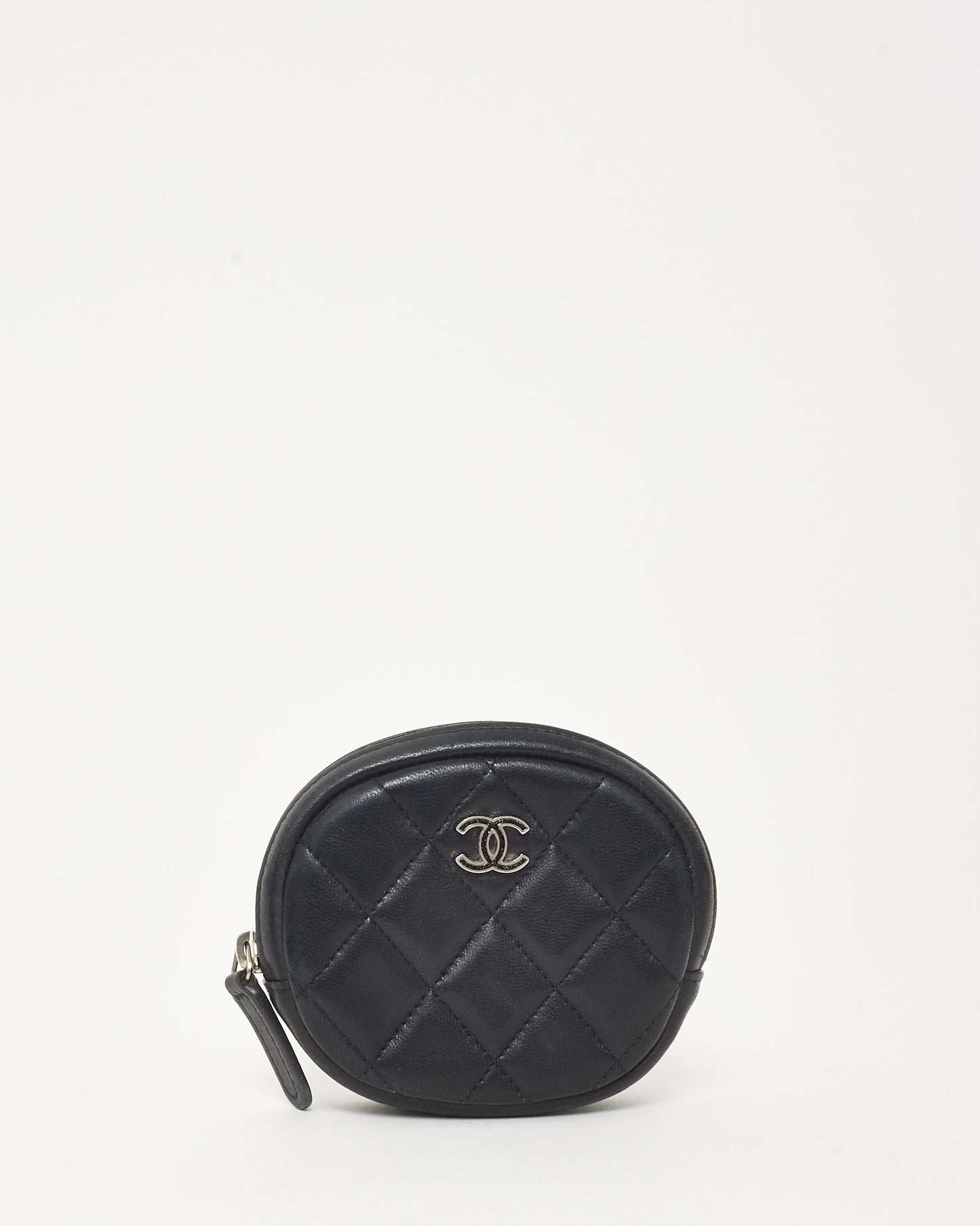 Chanel Black Lambskin CC Logo Round Coin Purse