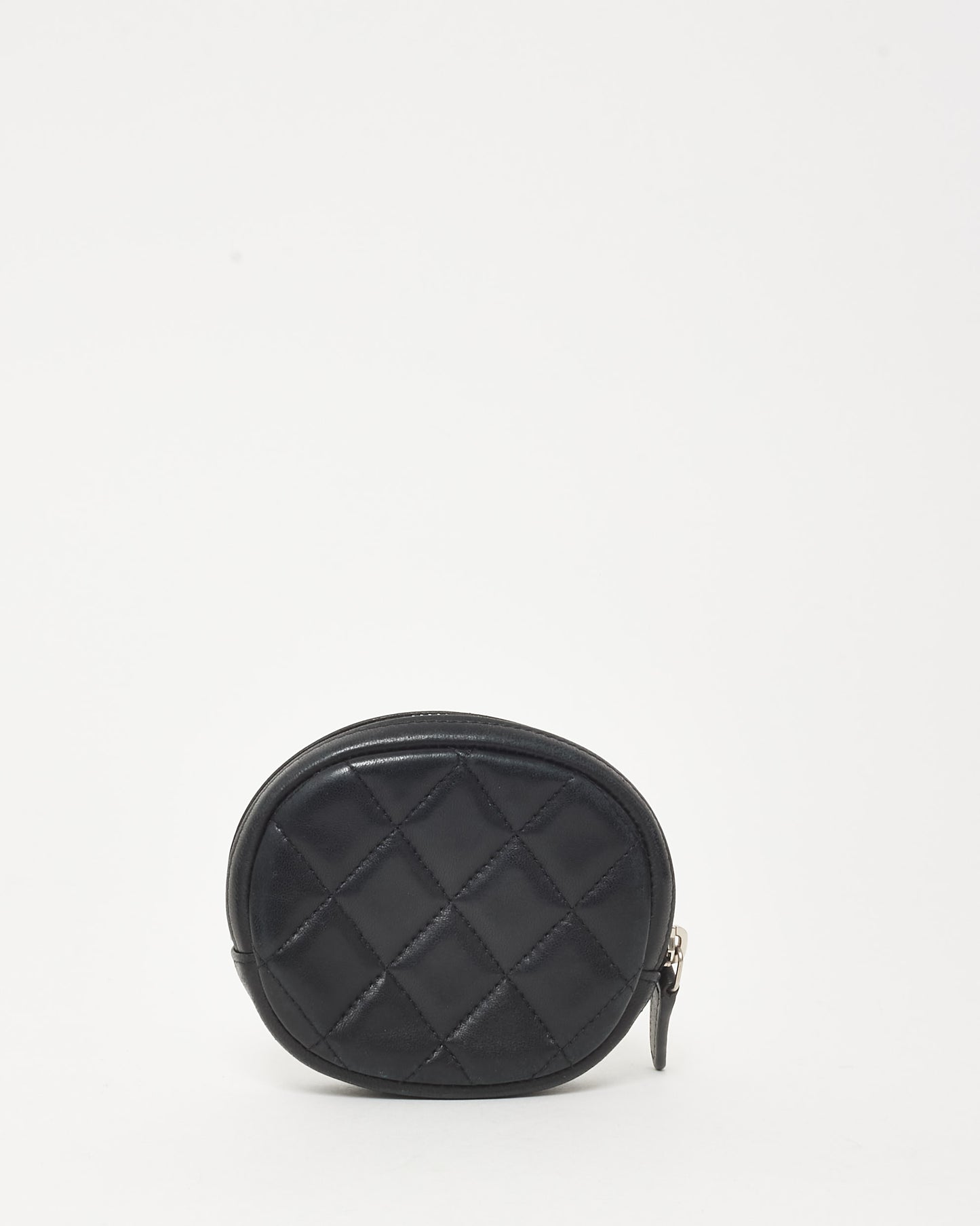 Chanel Black Lambskin CC Logo Round Coin Purse