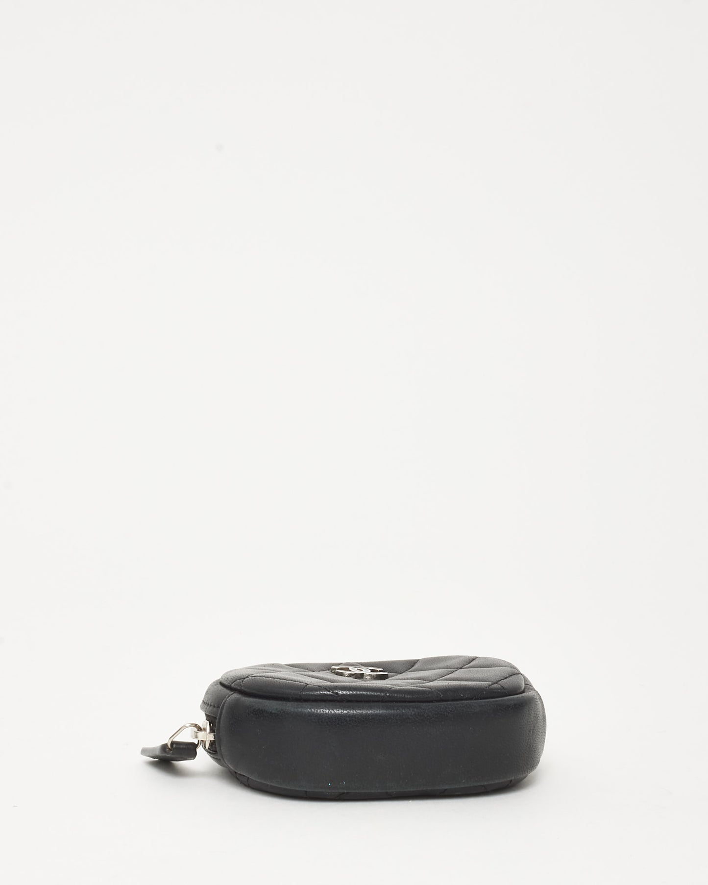 Chanel Black Lambskin CC Logo Round Coin Purse