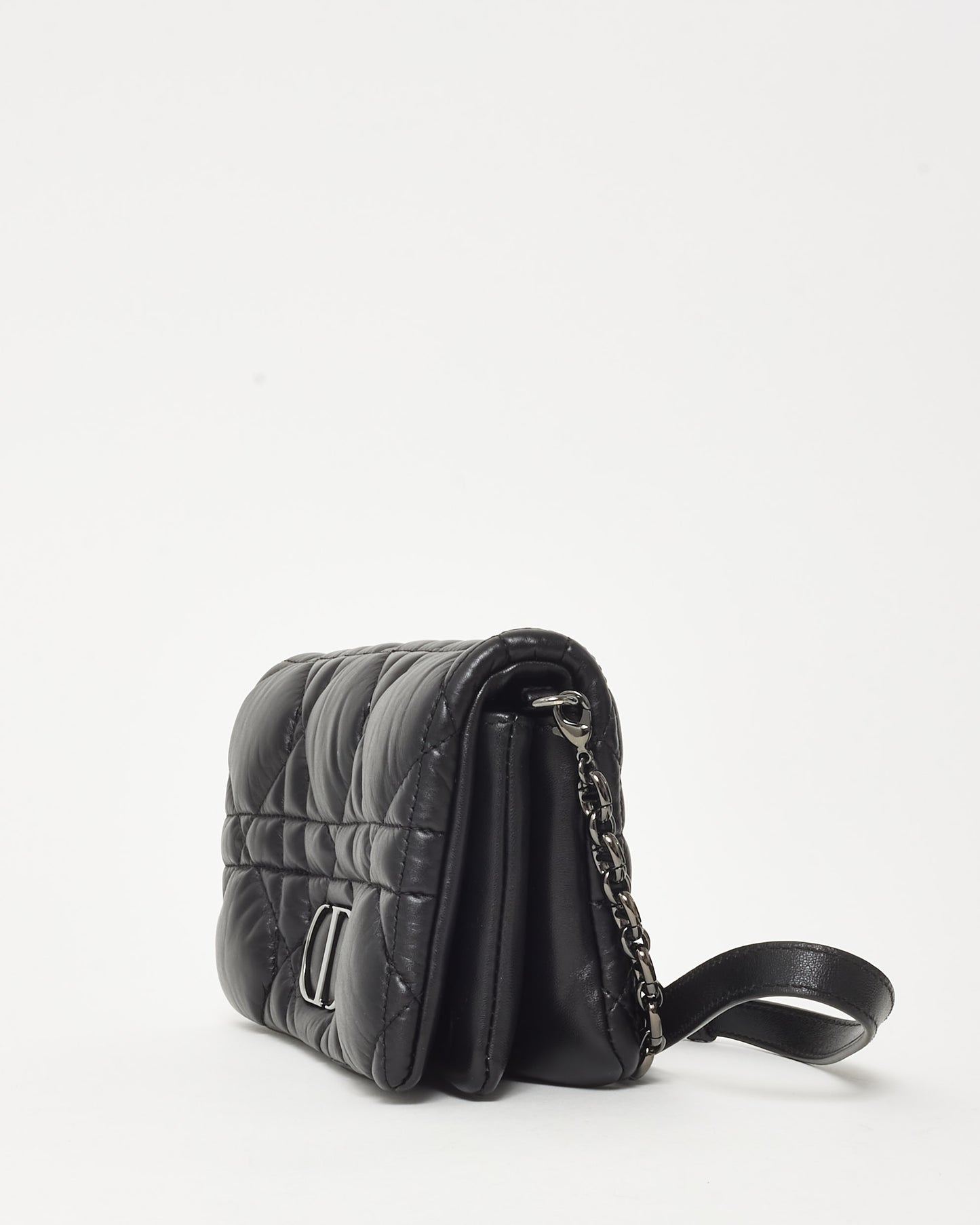 Dior Black Macrocannage Leather Mini Caro Crossbody Bag