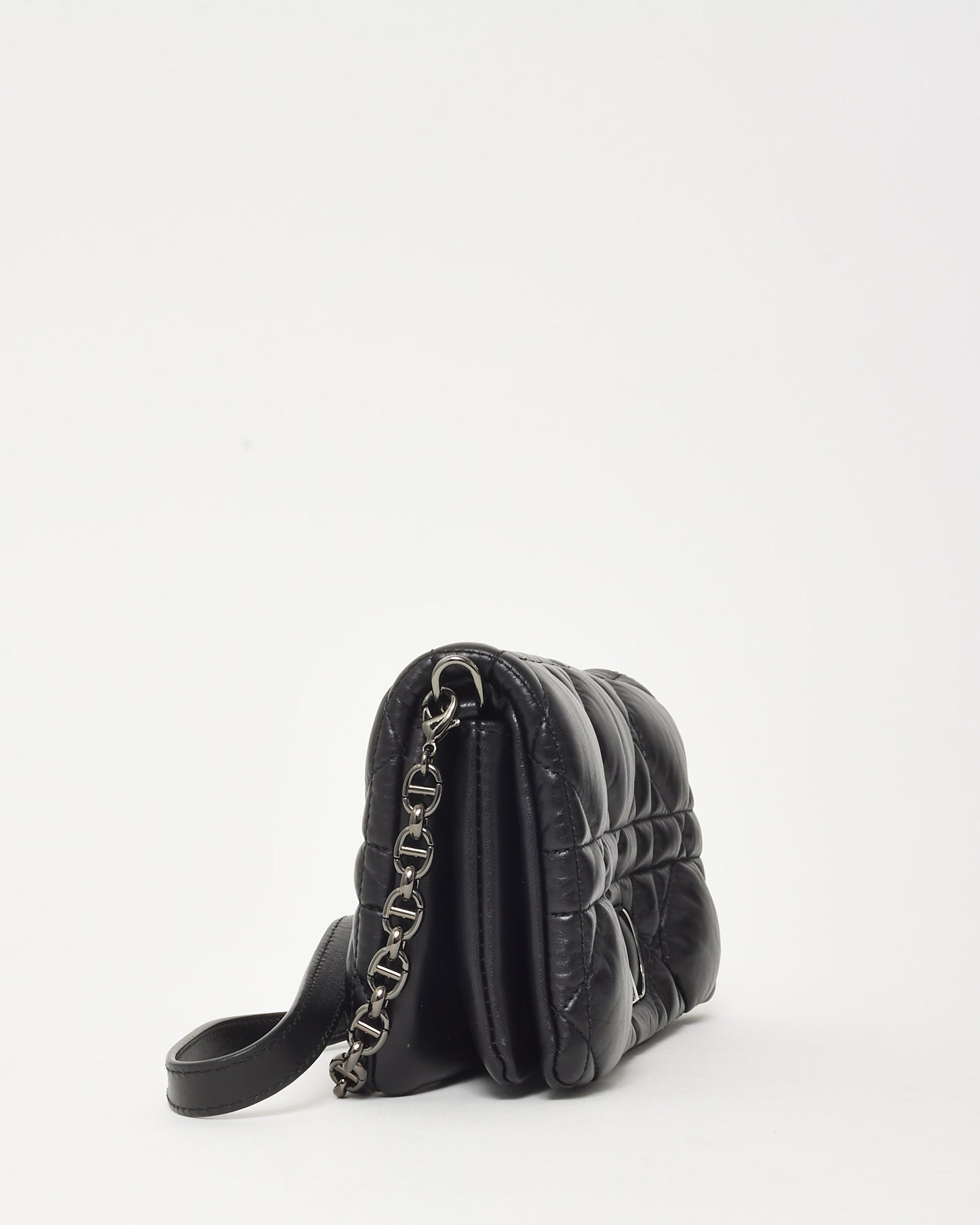 Dior Black Macrocannage Leather Mini Caro Crossbody Bag