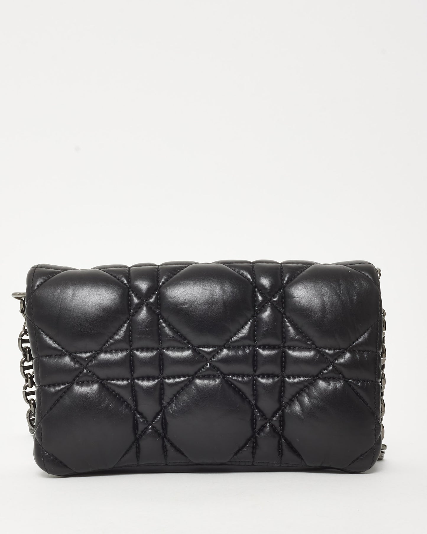 Dior Black Macrocannage Leather Mini Caro Crossbody Bag