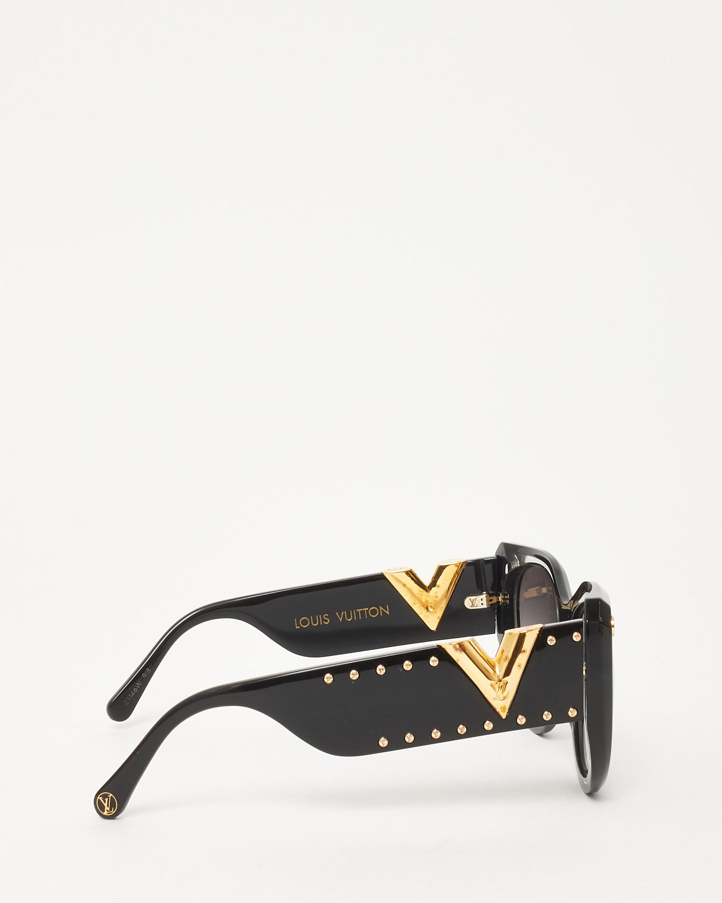 Louis Vuitton Black & Gold Stud My Fair Lady Cat Eye Z1146W Sunglasses