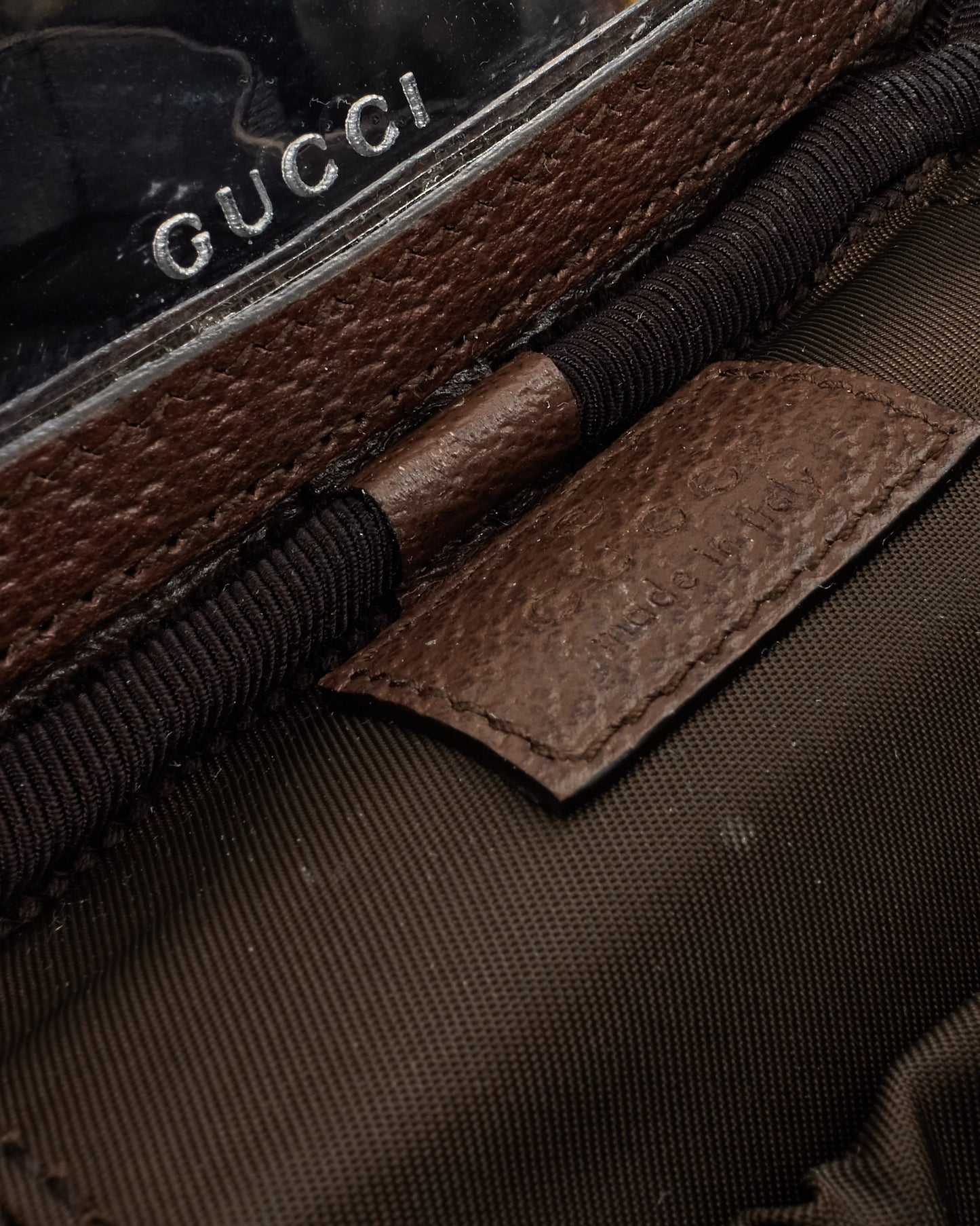 Gucci Beige & Brown Ebony GG Monogram Supreme Canvas Web Mini Vanity Bag