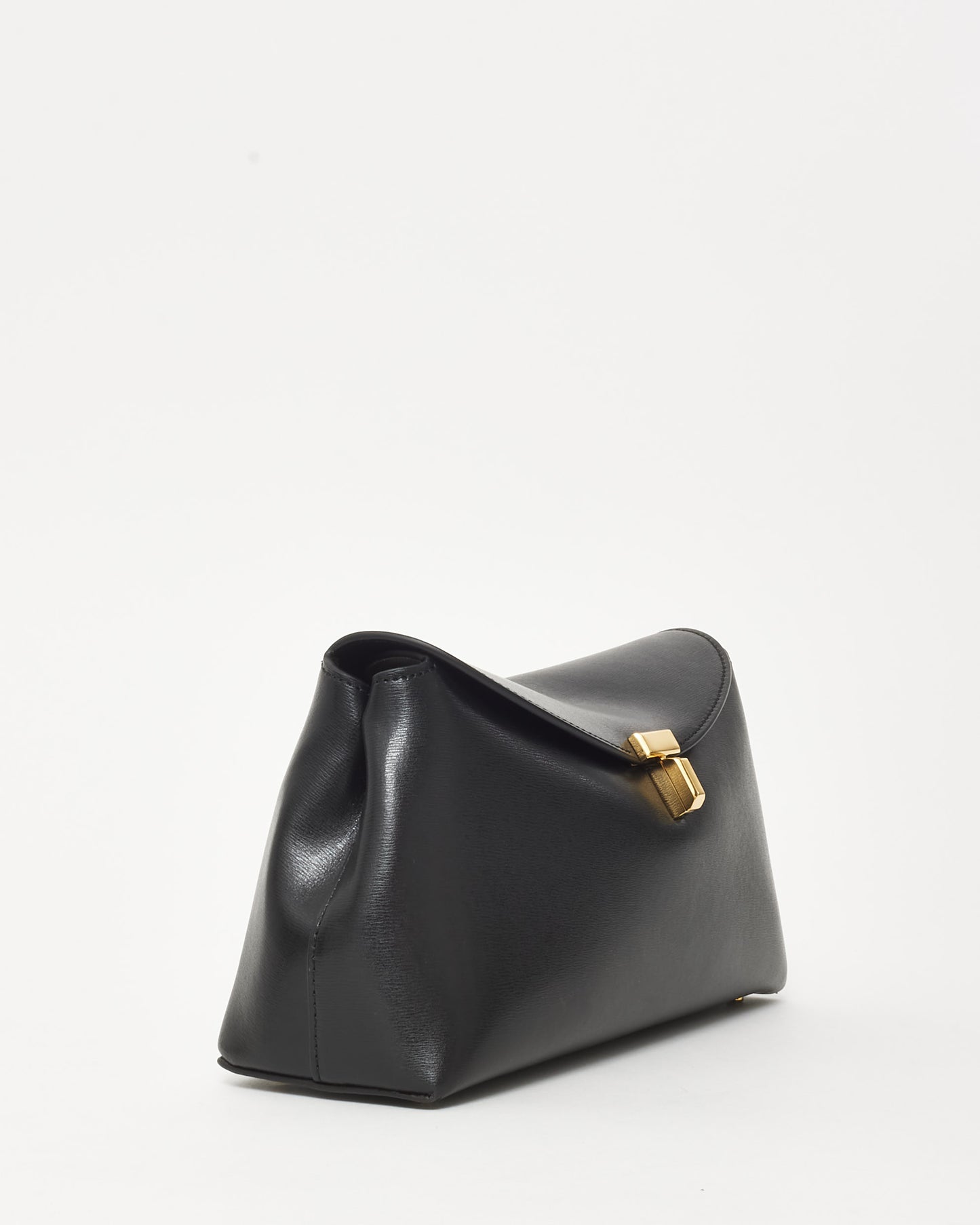Totême Black Leather T-Lock Clutch Bag w/ Strap