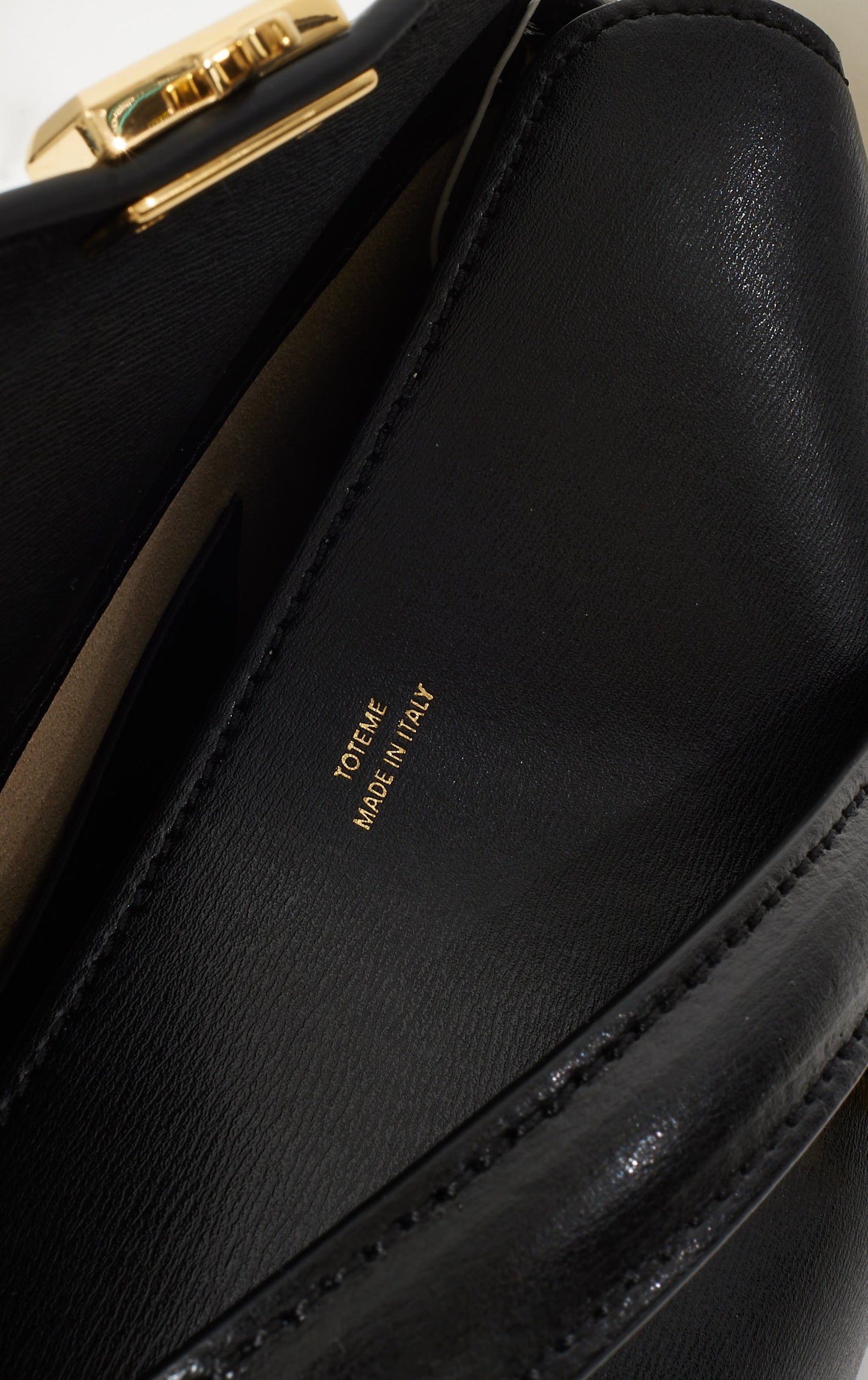 Totême Black Leather T-Lock Clutch Bag w/ Strap