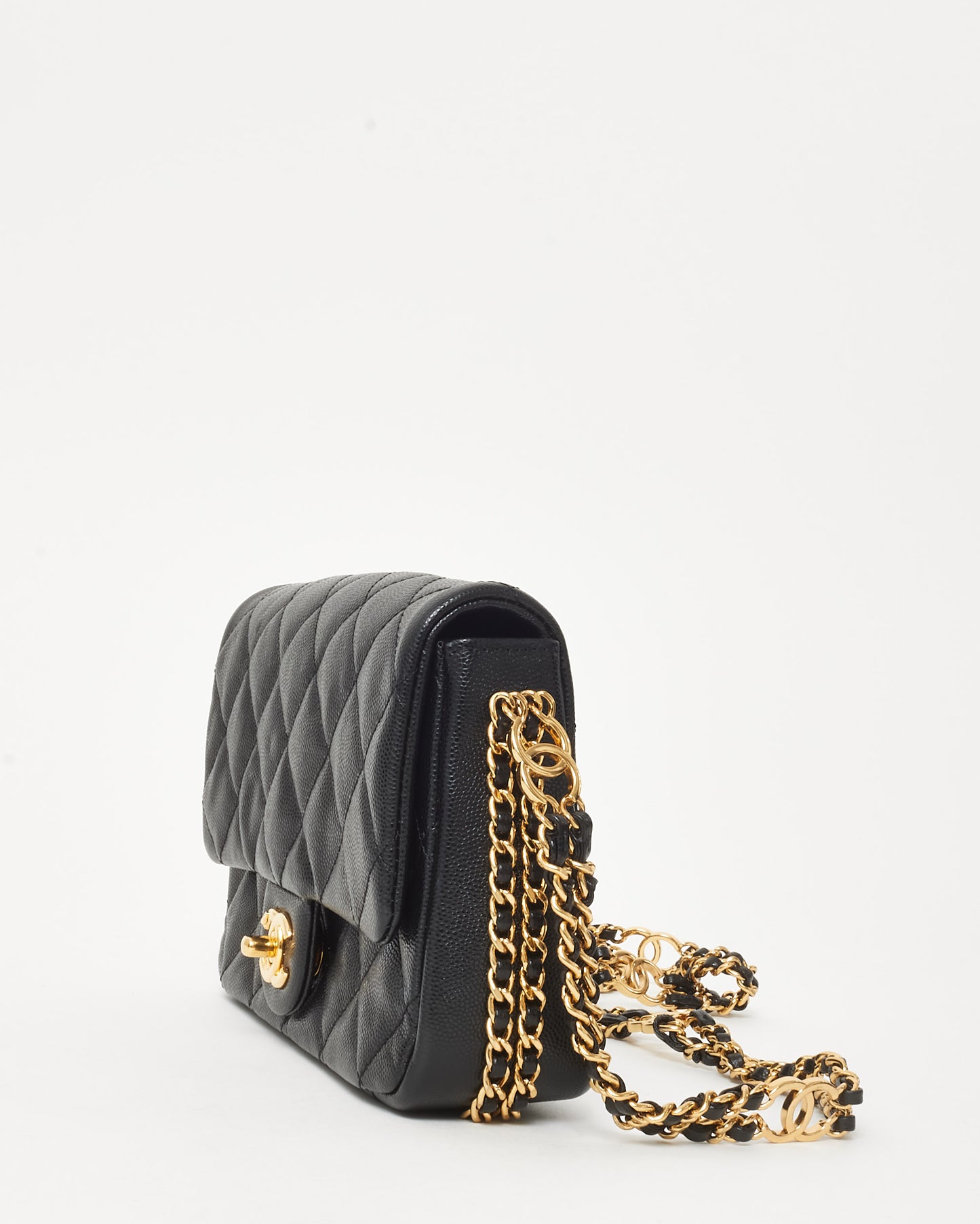 Chanel Black Caviar Leather CC You Mini Flap Bag GHW