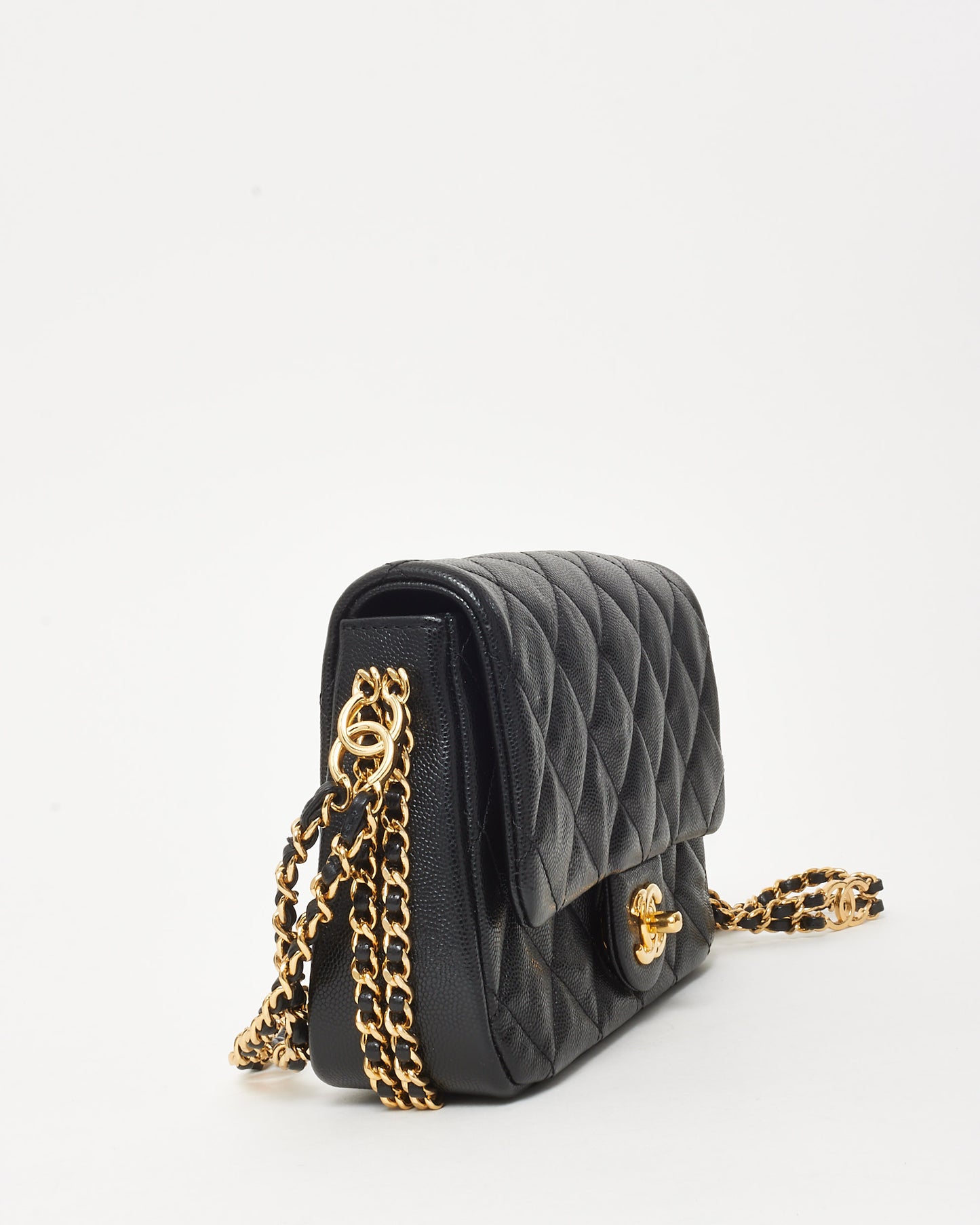 Chanel Black Caviar Leather CC You Mini Flap Bag GHW