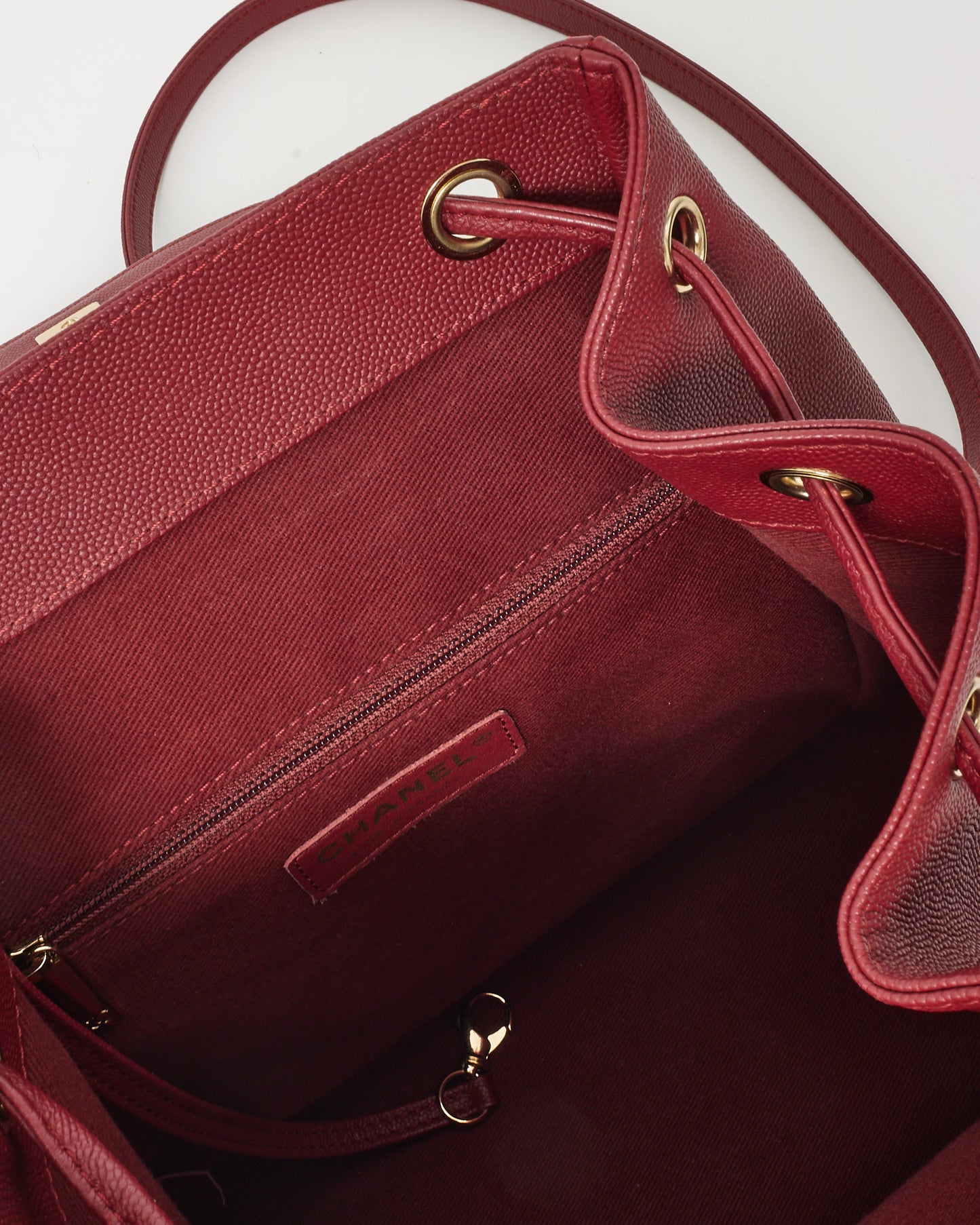 Chanel Burgundy Red Caviar Leather Mini Business Affinity Backpack GHW