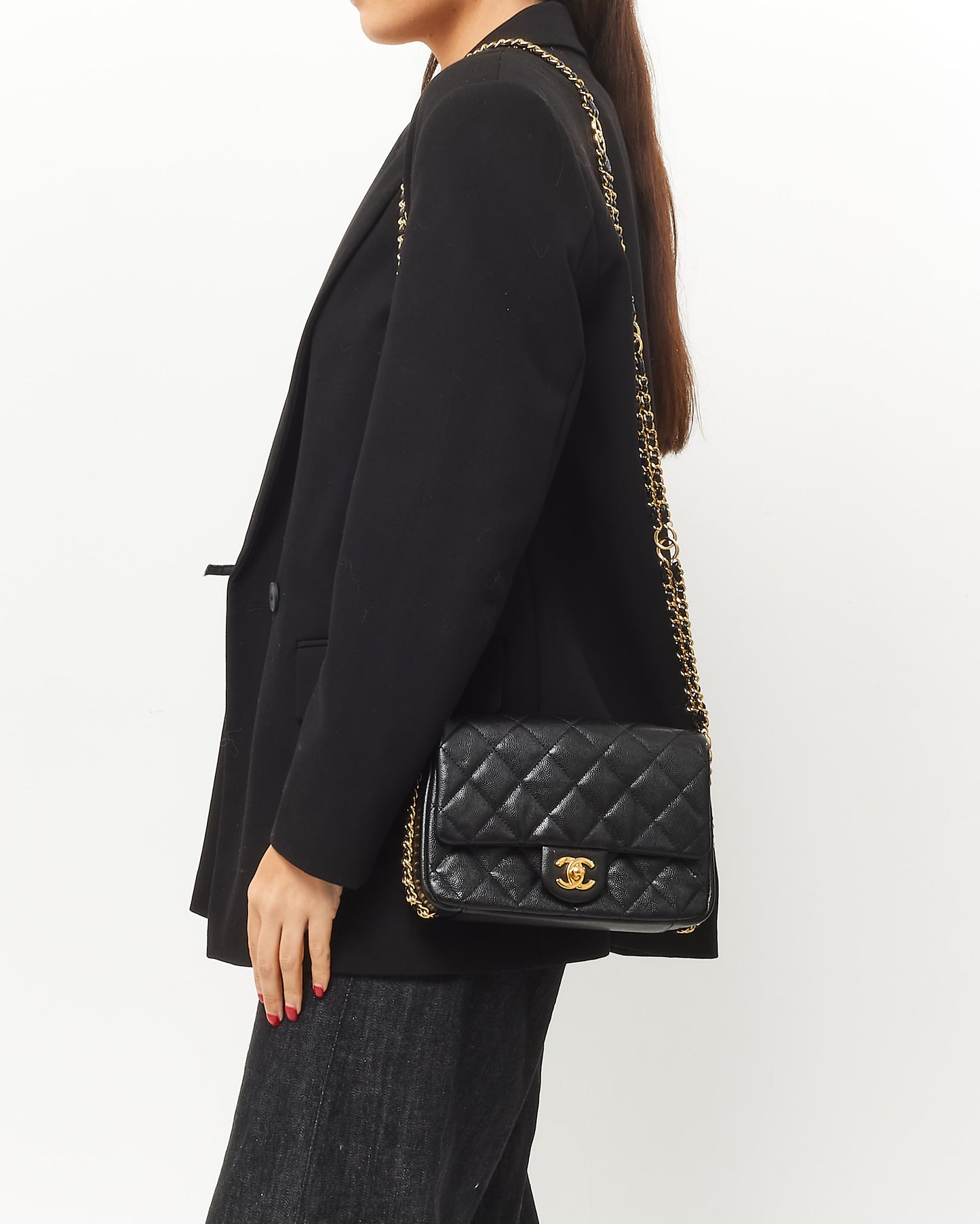 Chanel Black Caviar Leather CC You Mini Flap Bag GHW