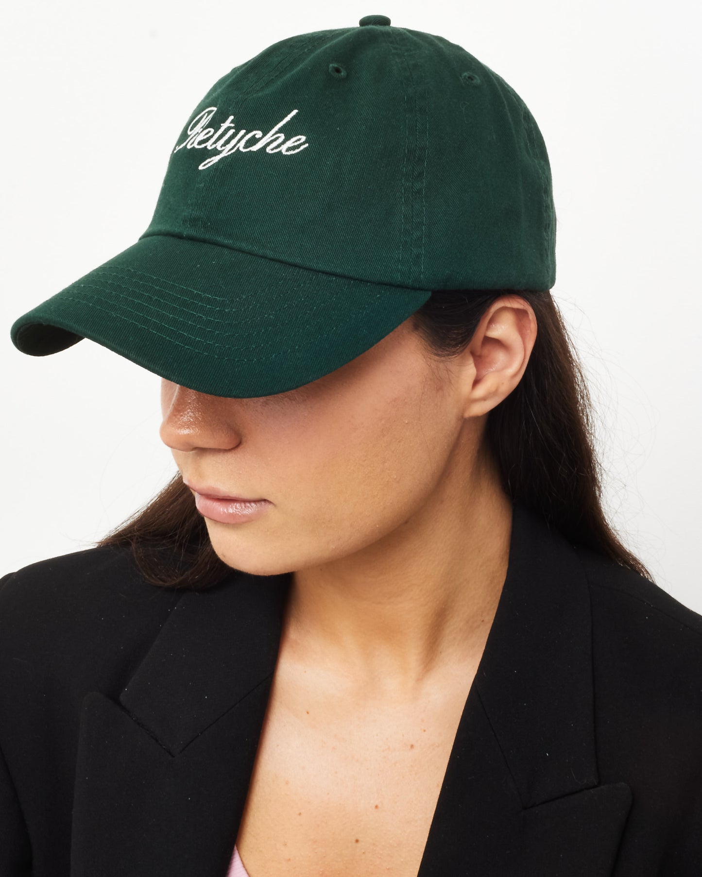 Retyche Green & White Cursive Logo Baseball Cap - O/S