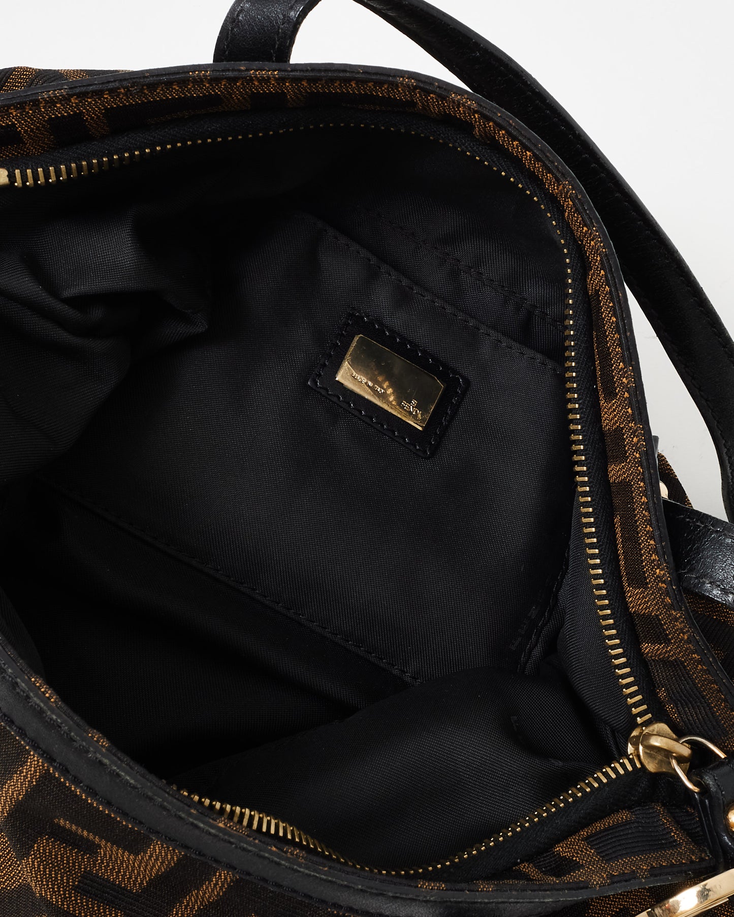 Fendi Brown Leather & Tobacco Zucca Print Canvas Chef Tote Bag