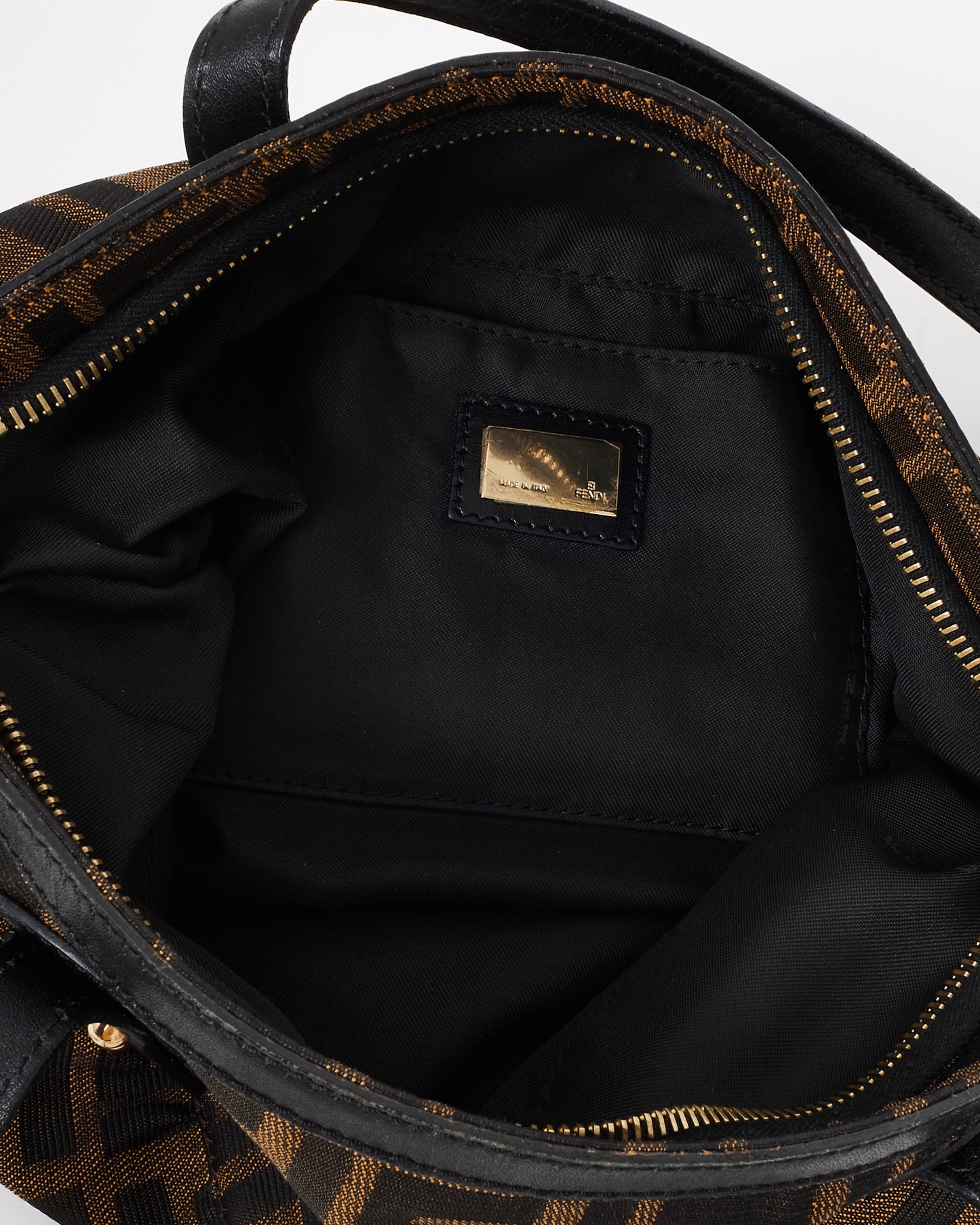 Fendi Brown Leather & Tobacco Zucca Print Canvas Chef Tote Bag