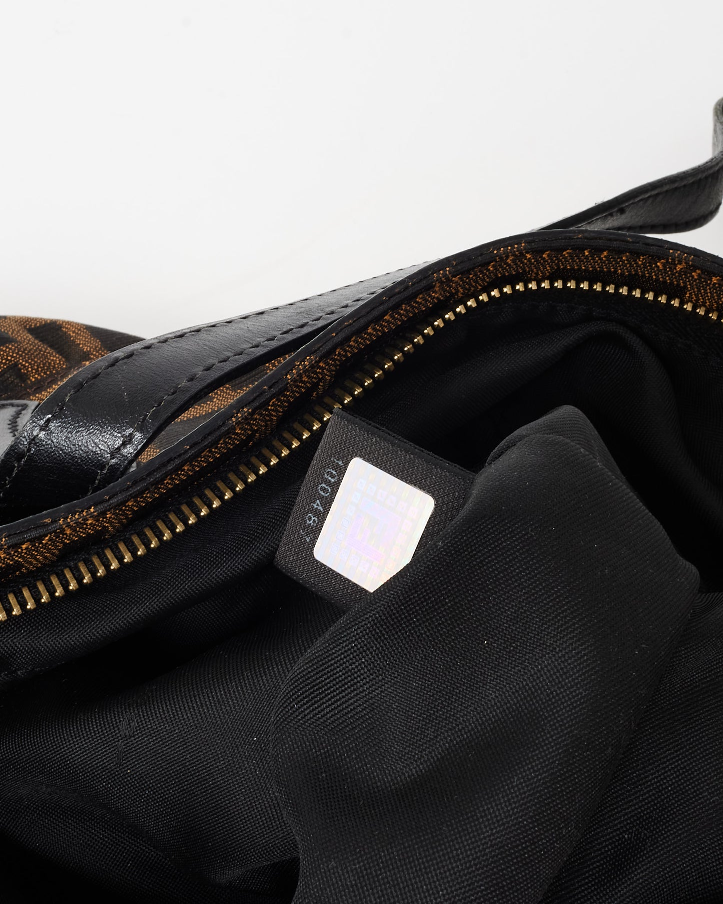 Fendi Brown Leather & Tobacco Zucca Print Canvas Chef Tote Bag