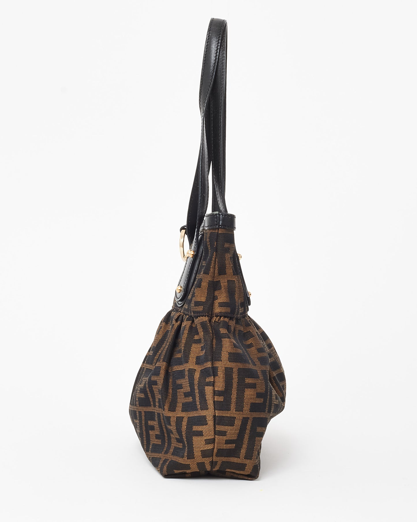 Fendi Brown Leather & Tobacco Zucca Print Canvas Chef Tote Bag