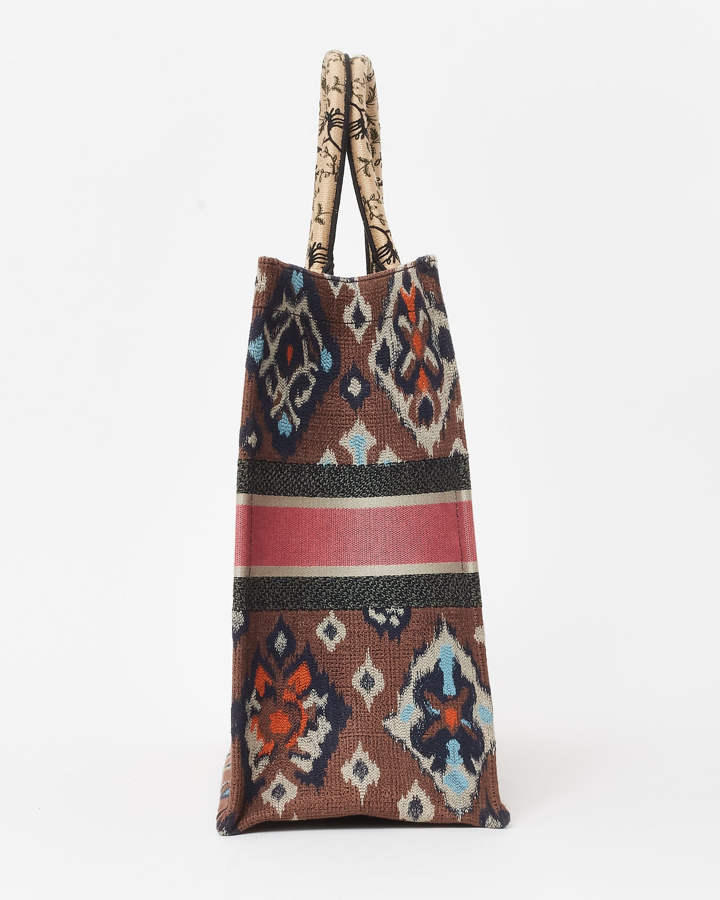 Dior Beige & Multi Broderie Flowers Embroidered Canvas Large Book Tote