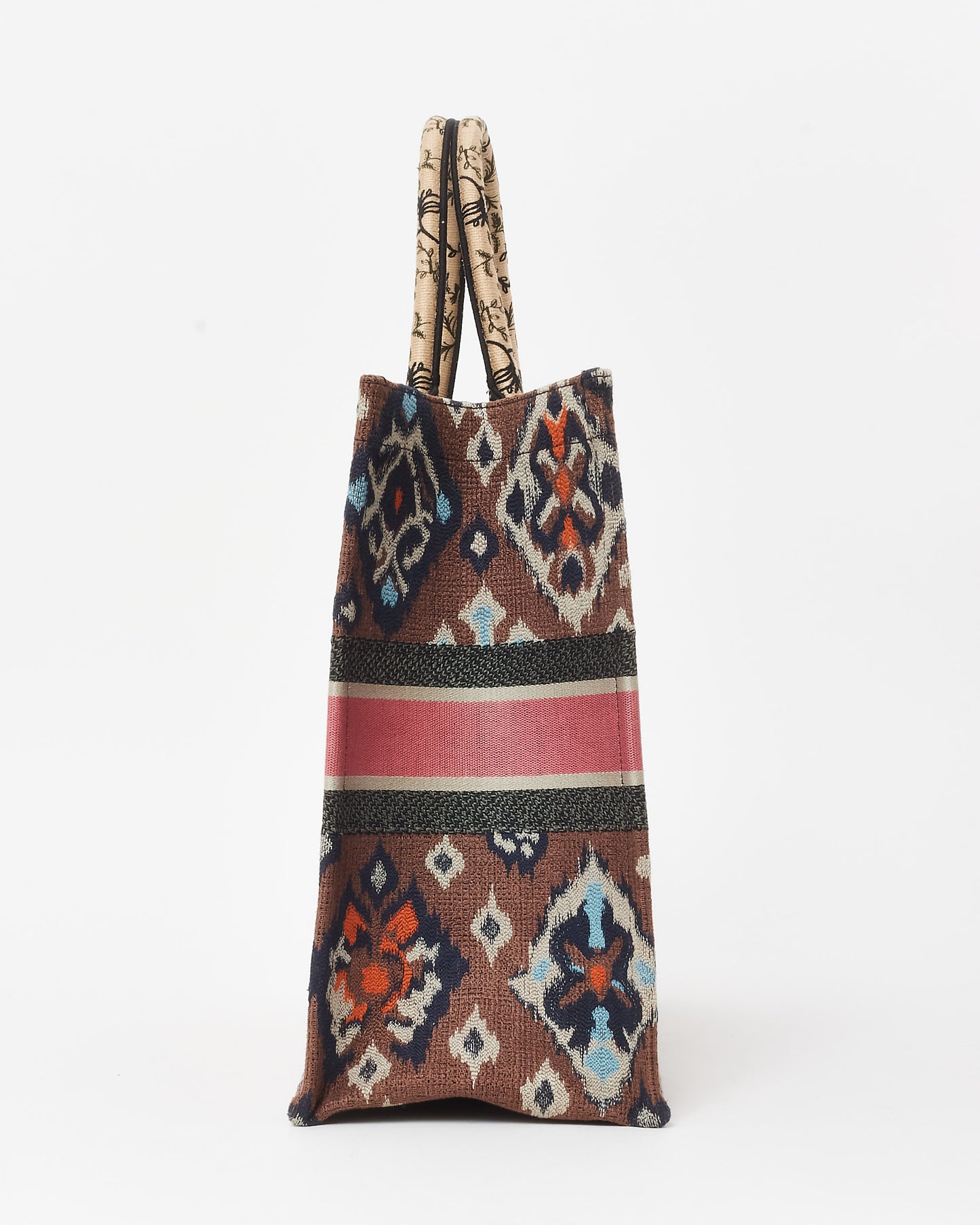 Dior Beige & Multi Broderie Flowers Embroidered Canvas Large Book Tote