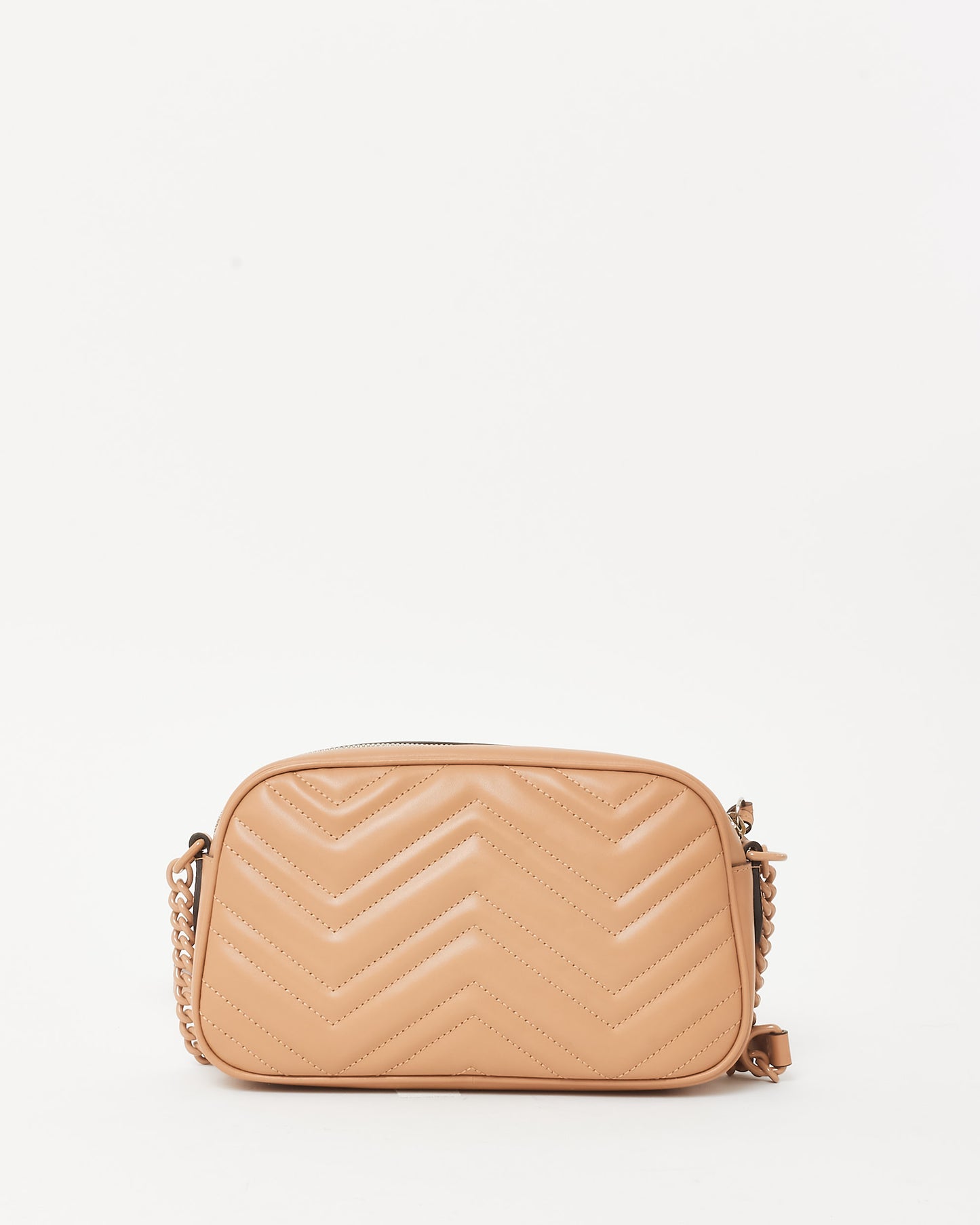 Gucci Beige Matelassé Chevron Leather GG Marmont Small Tonal Camera Bag