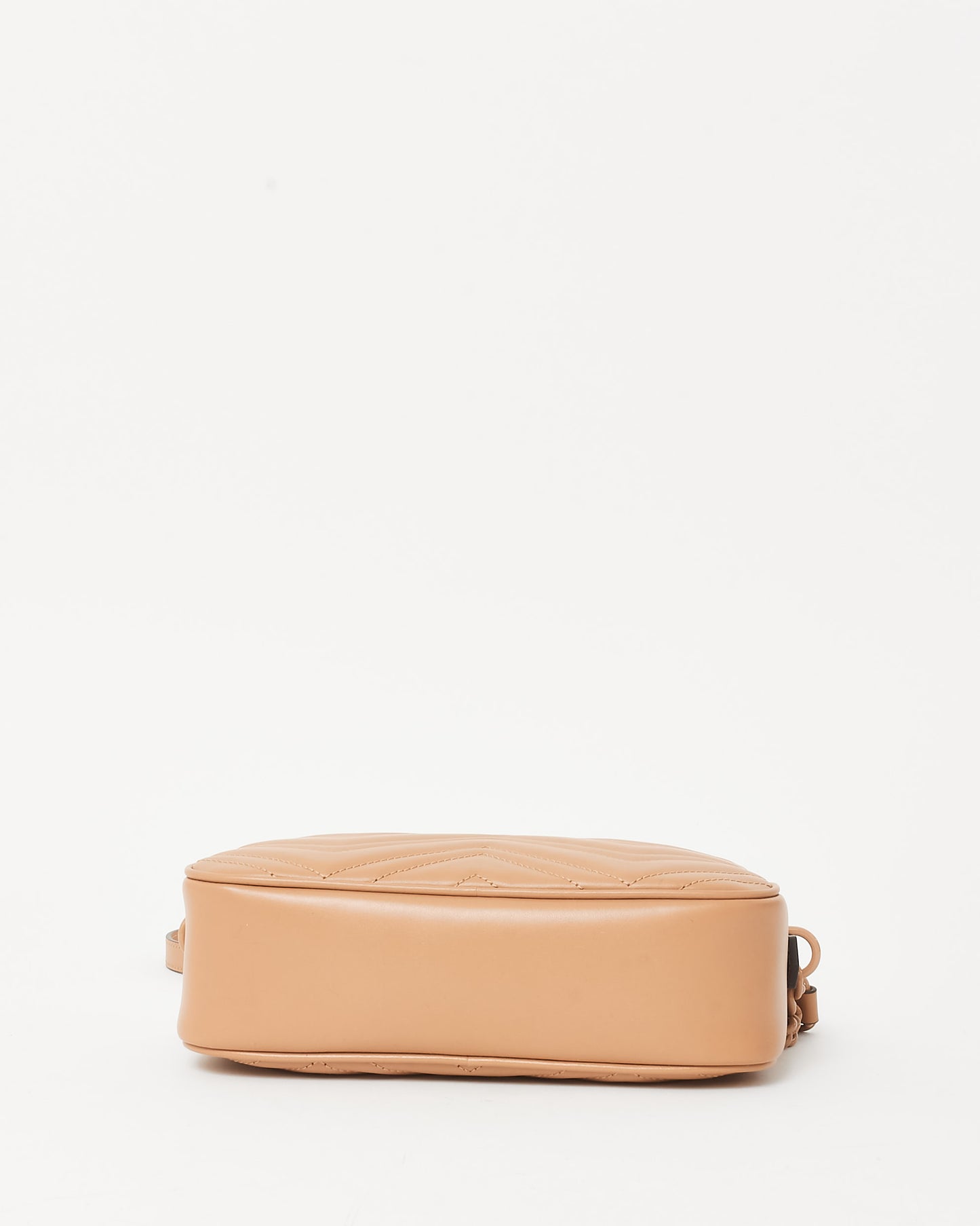 Gucci Beige Matelassé Chevron Leather GG Marmont Small Tonal Camera Bag