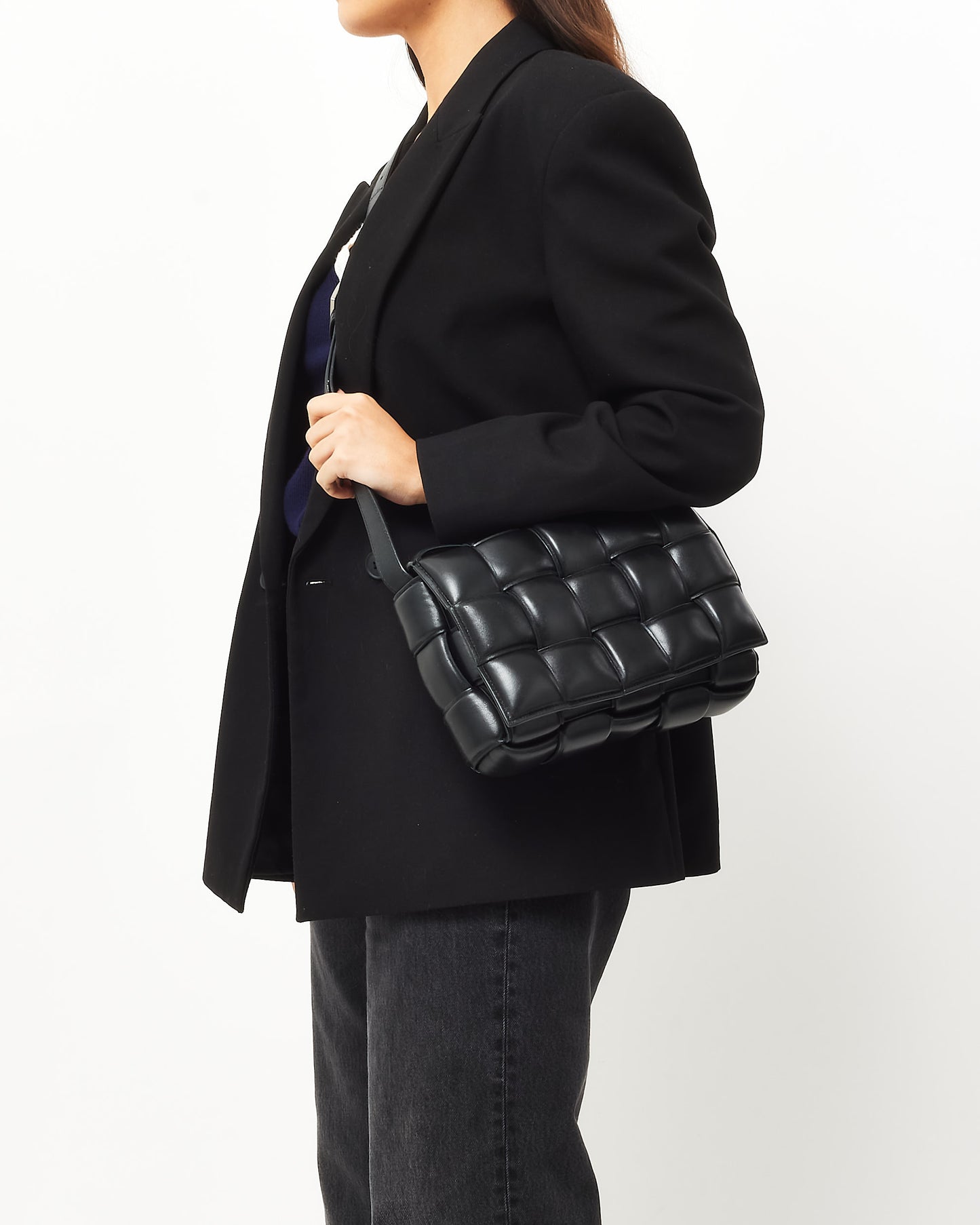 Bottega Veneta Black Leather Padded Casette Crossbody Bag