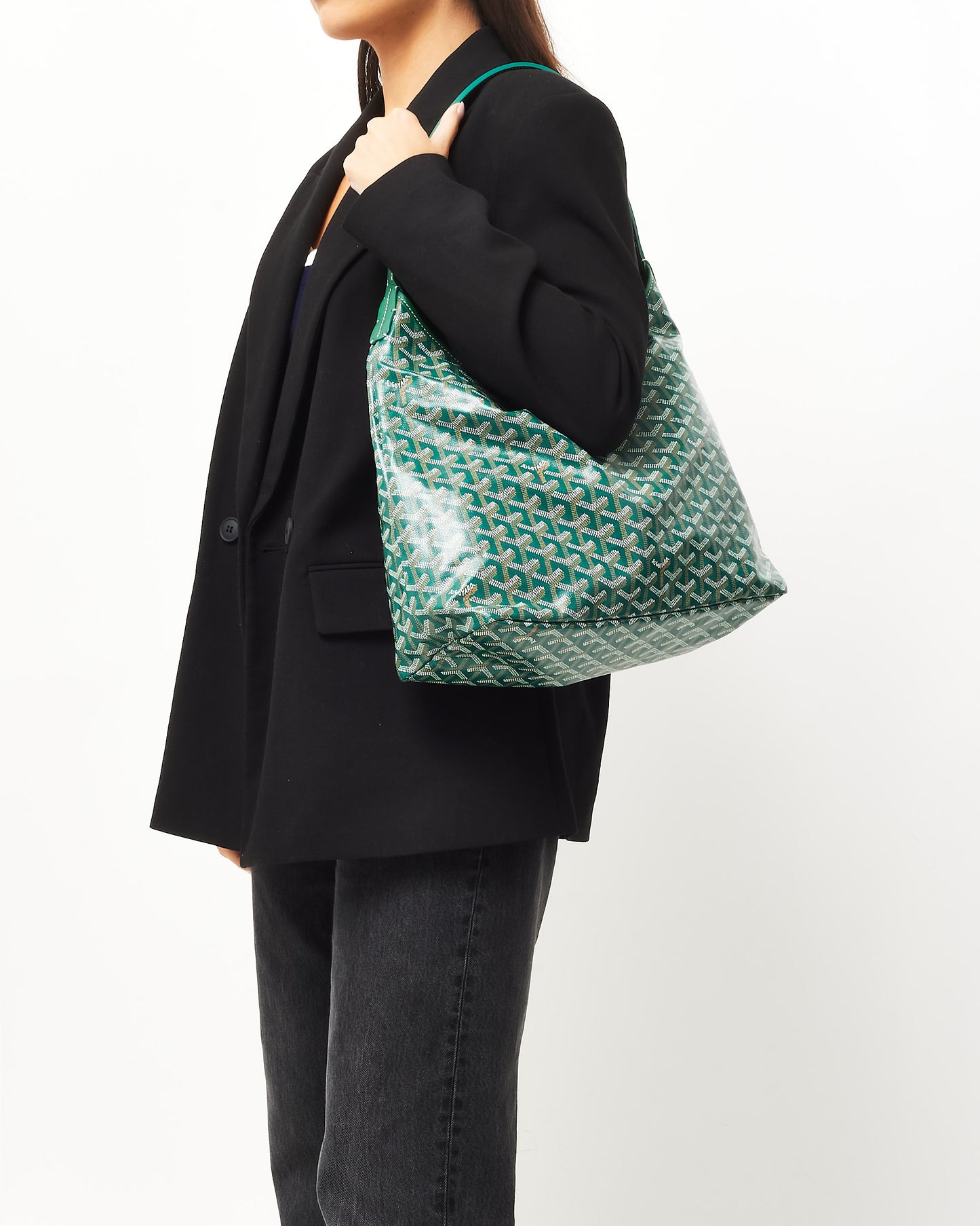 Goyard Green Goyardine Coated Canvas Boheme Hobo Bag