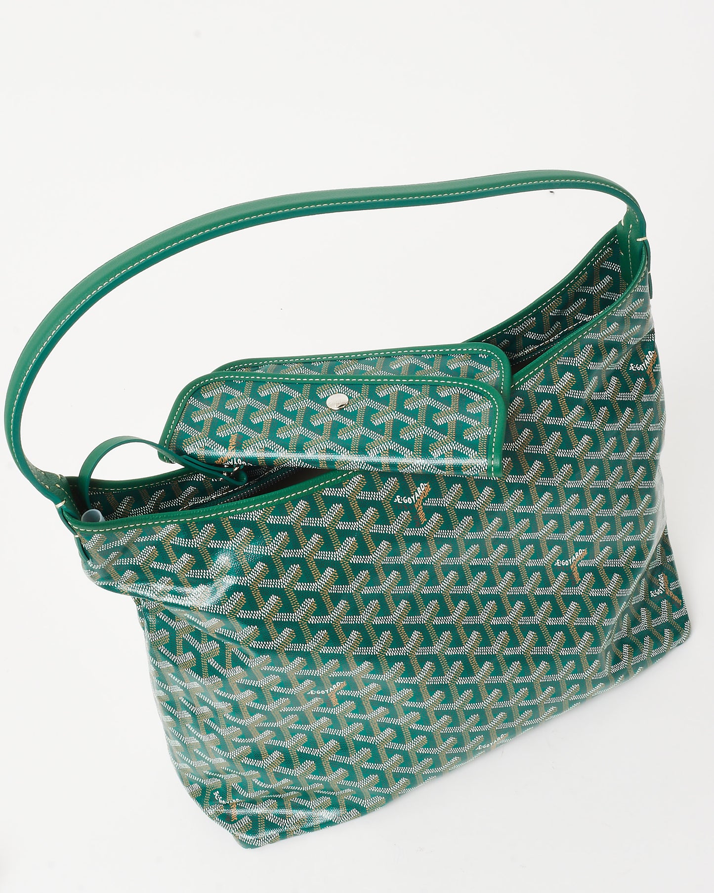 Goyard Green Goyardine Coated Canvas Boheme Hobo Bag