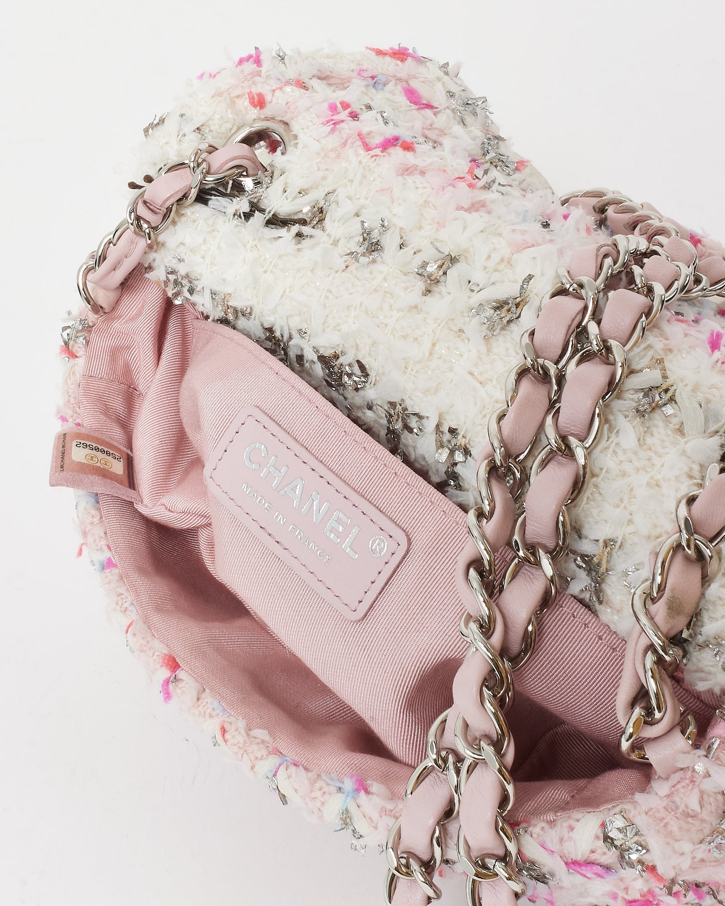 Chanel Pink Quilted Tweed & Ribbon Mini Rectangular Flap Bag SHW