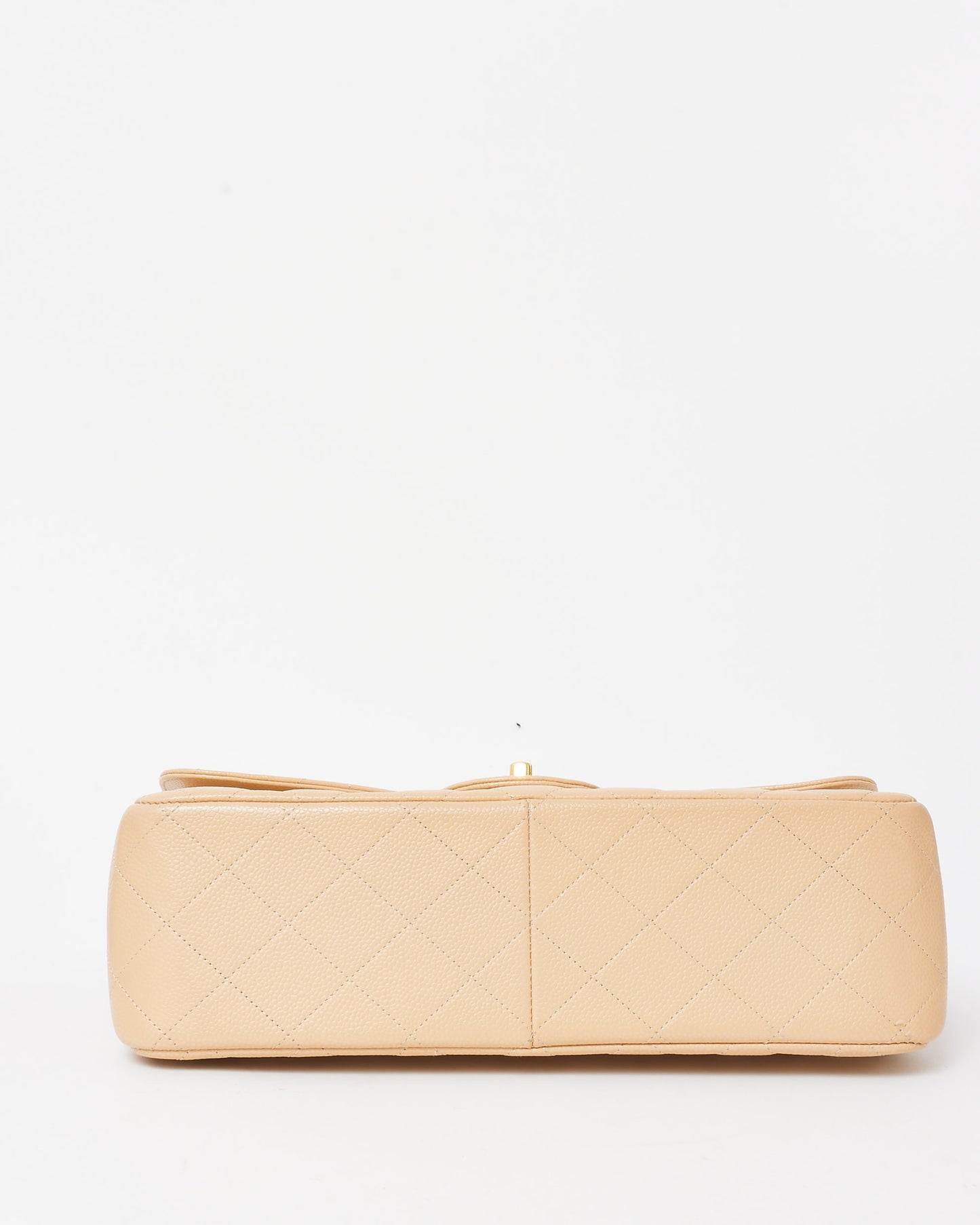 Chanel Beige Caviar Leather Jumbo Double Flap Bag GHW