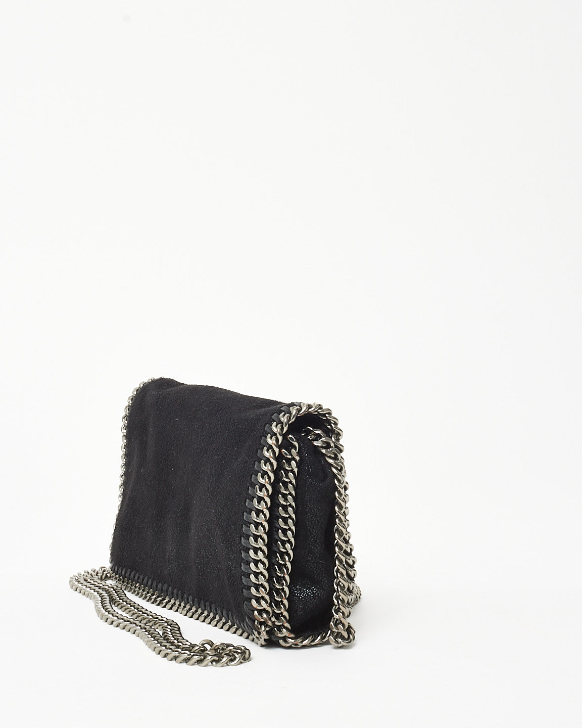 Stella McCartney Black Suede Shaggy Deer Falabella Flap Chain Shoulder Bag