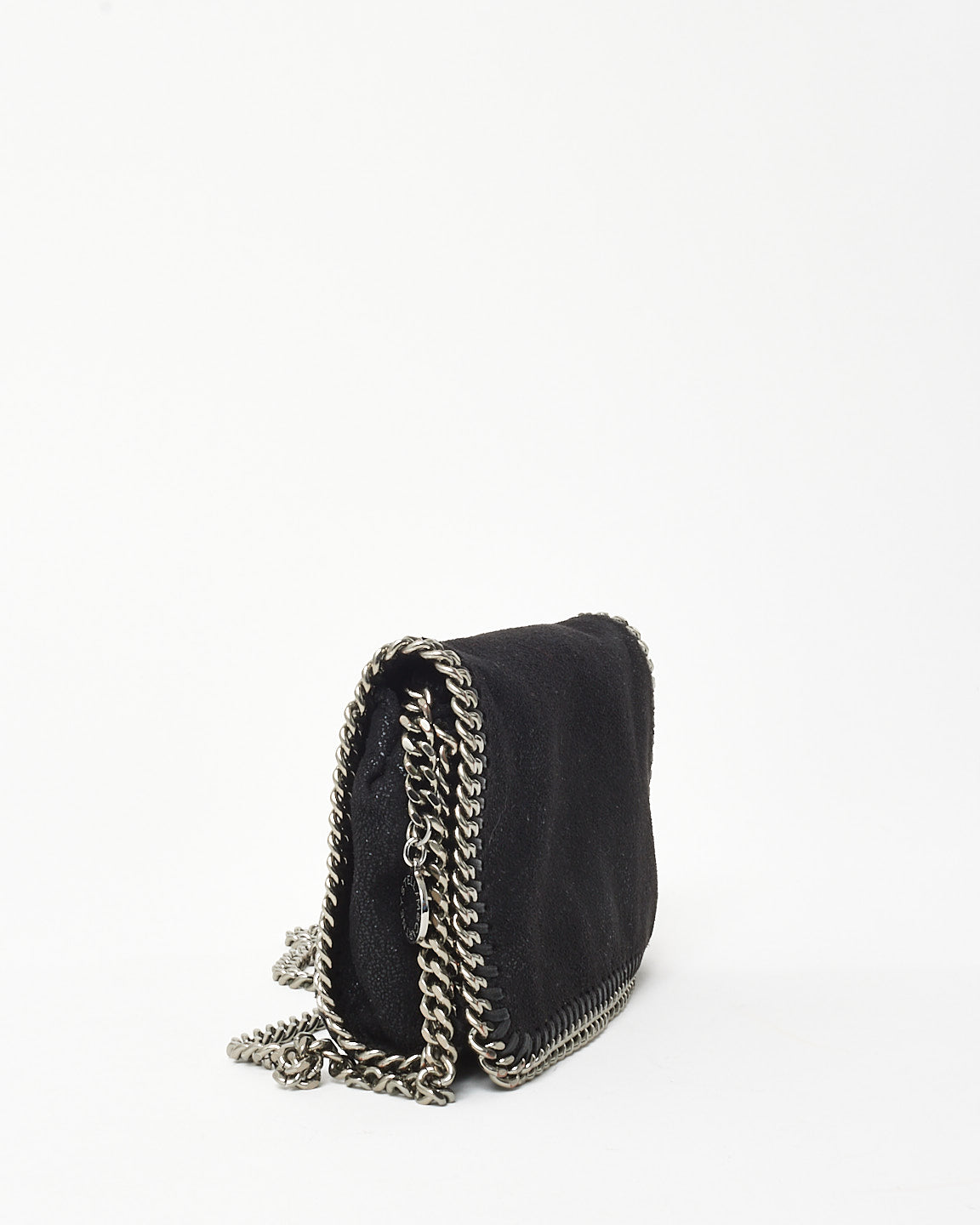 Stella McCartney Black Suede Shaggy Deer Falabella Flap Chain Shoulder Bag