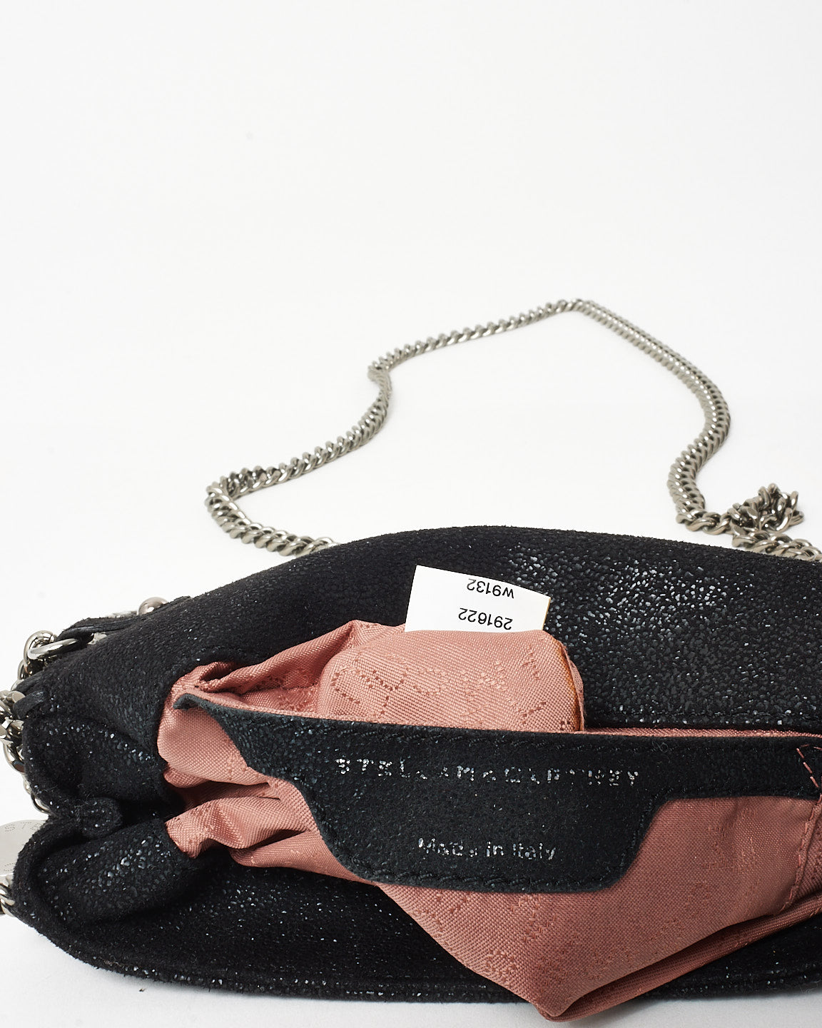 Stella McCartney Black Suede Shaggy Deer Falabella Flap Chain Shoulder Bag
