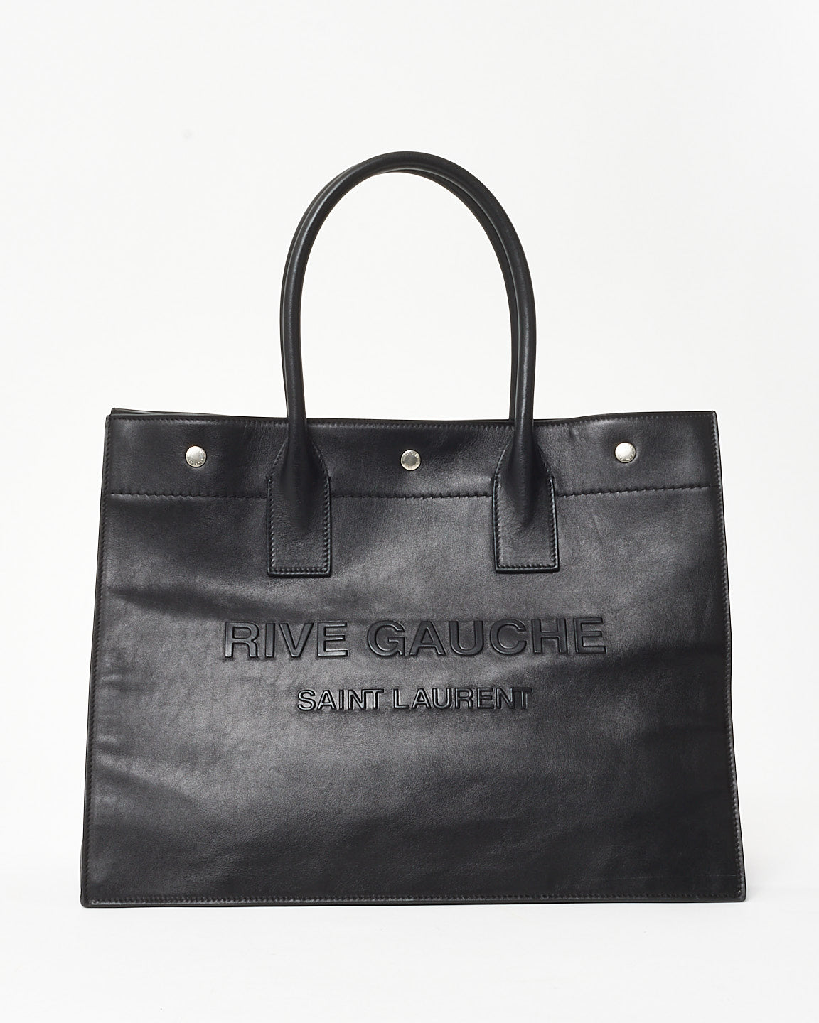 Saint Laurent Black Smooth Leather Large Rive Gauche Tote