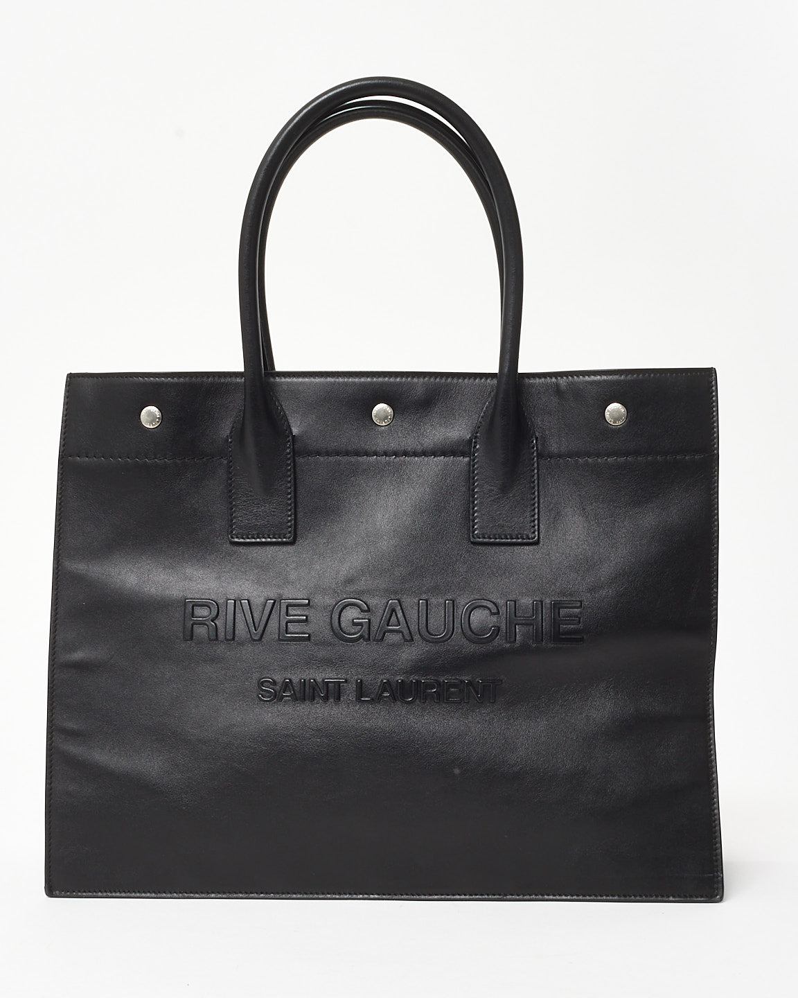 Saint Laurent Black Smooth Leather Large Rive Gauche Tote