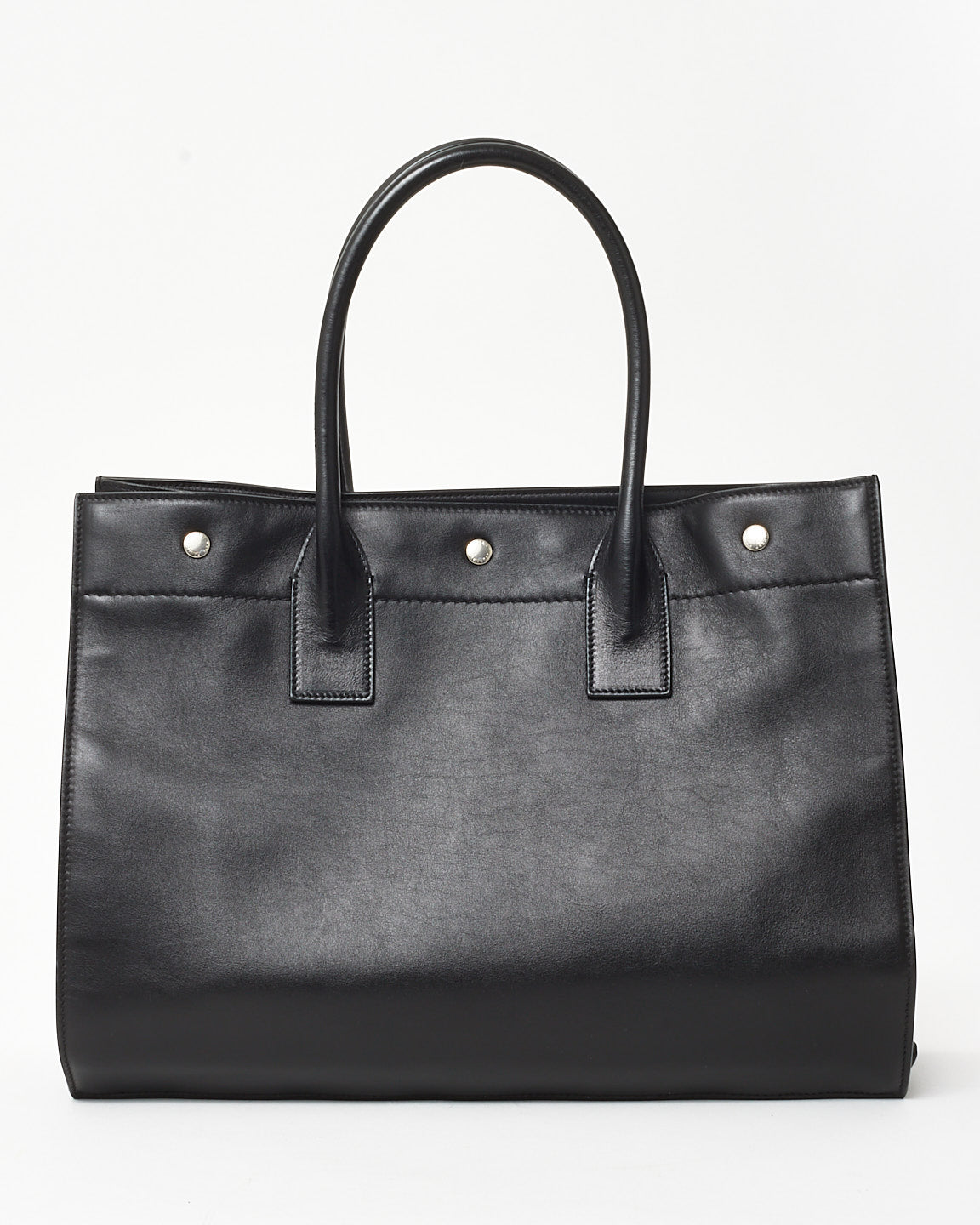 Saint Laurent Black Smooth Leather Large Rive Gauche Tote