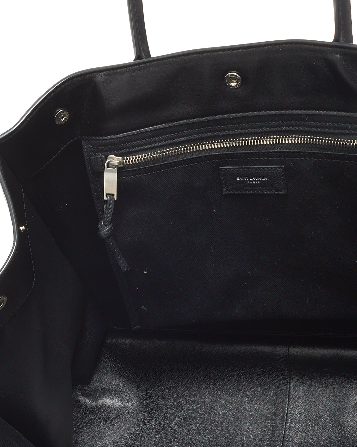 Saint Laurent Black Smooth Leather Large Rive Gauche Tote