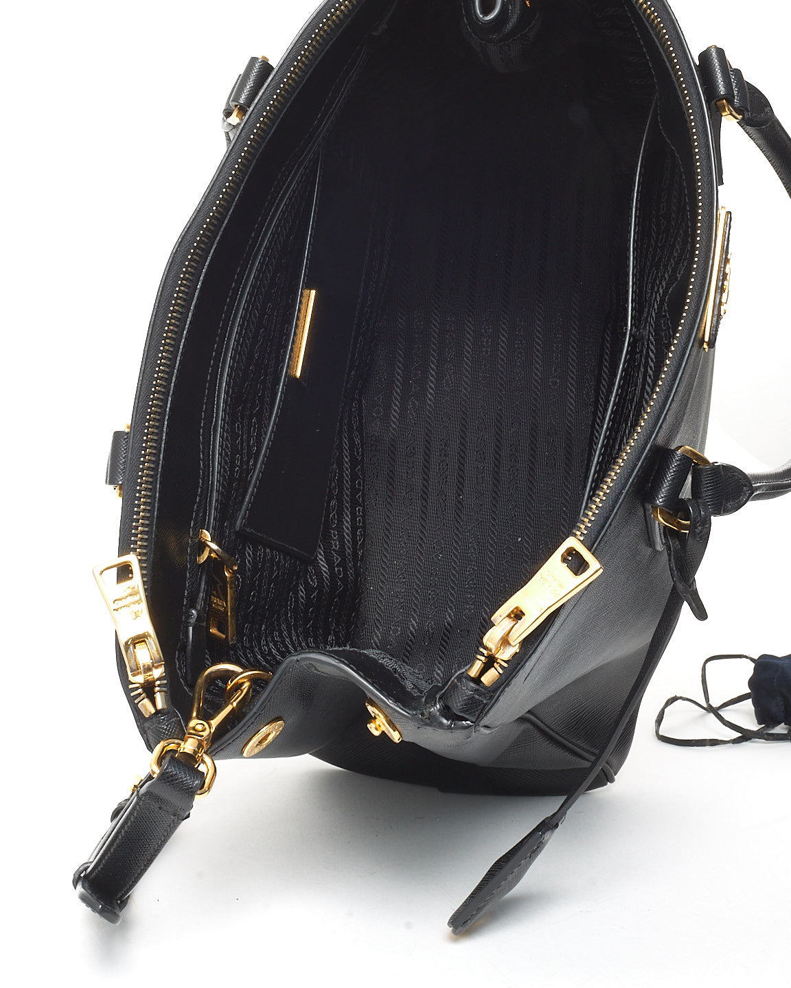Prada Black Saffiano Leather Medium Galleria Double Zip Tote