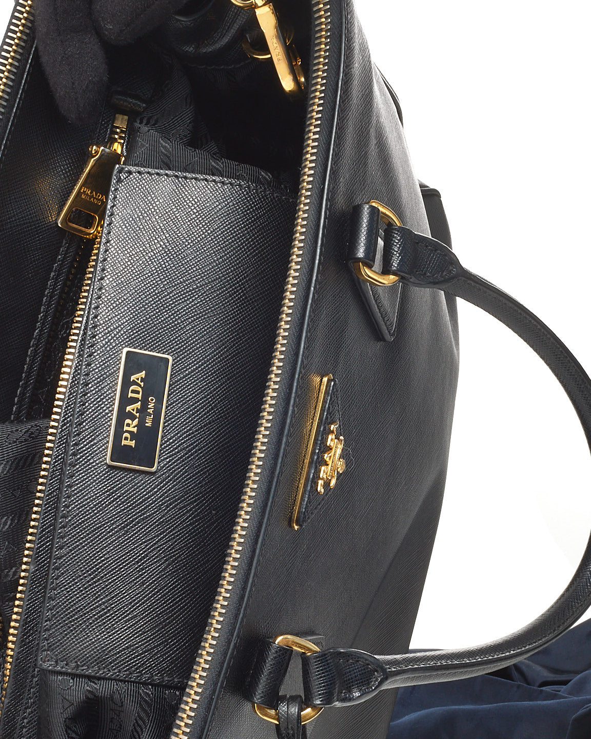 Prada Black Saffiano Leather Medium Galleria Double Zip Tote