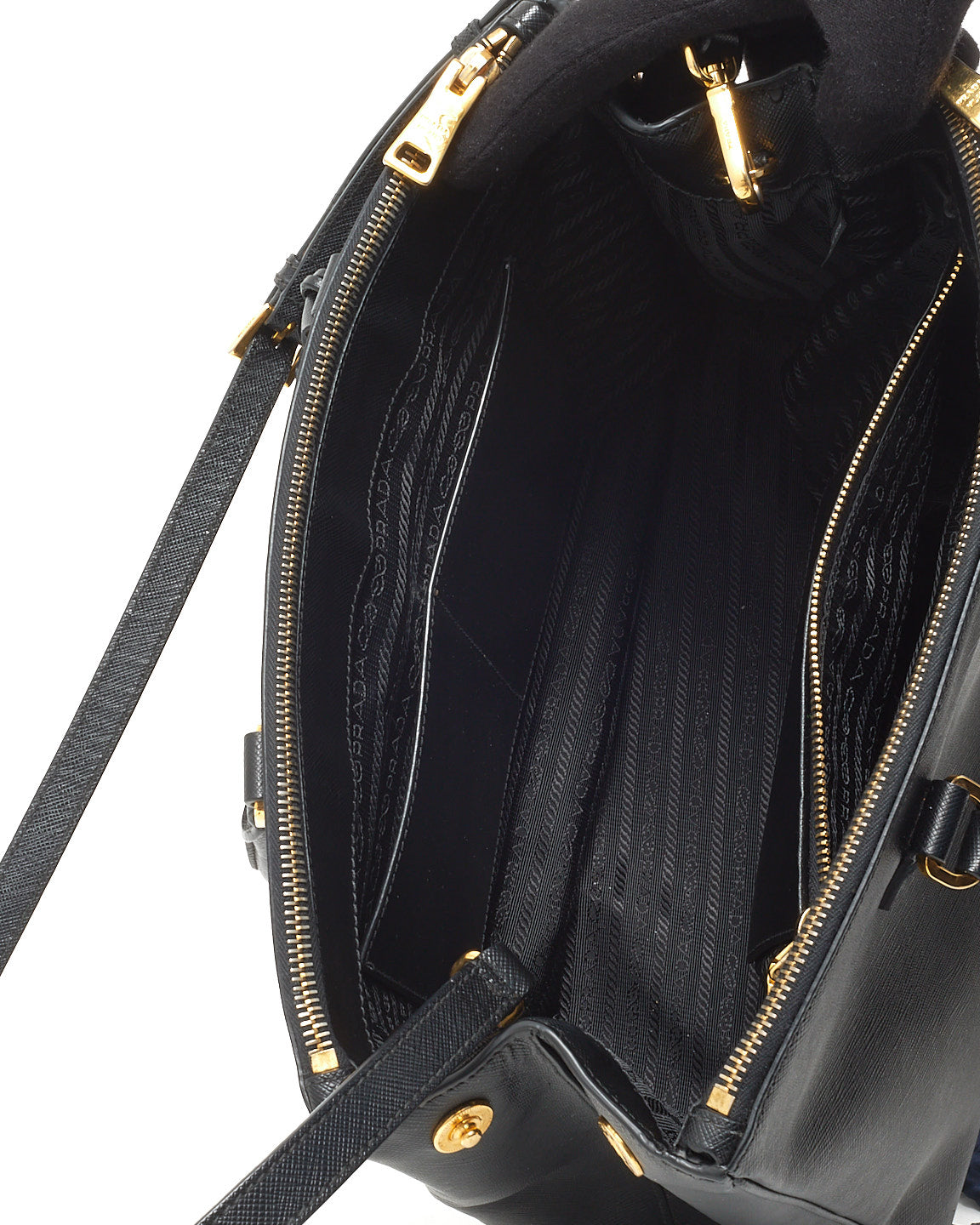 Prada Black Saffiano Leather Medium Galleria Double Zip Tote