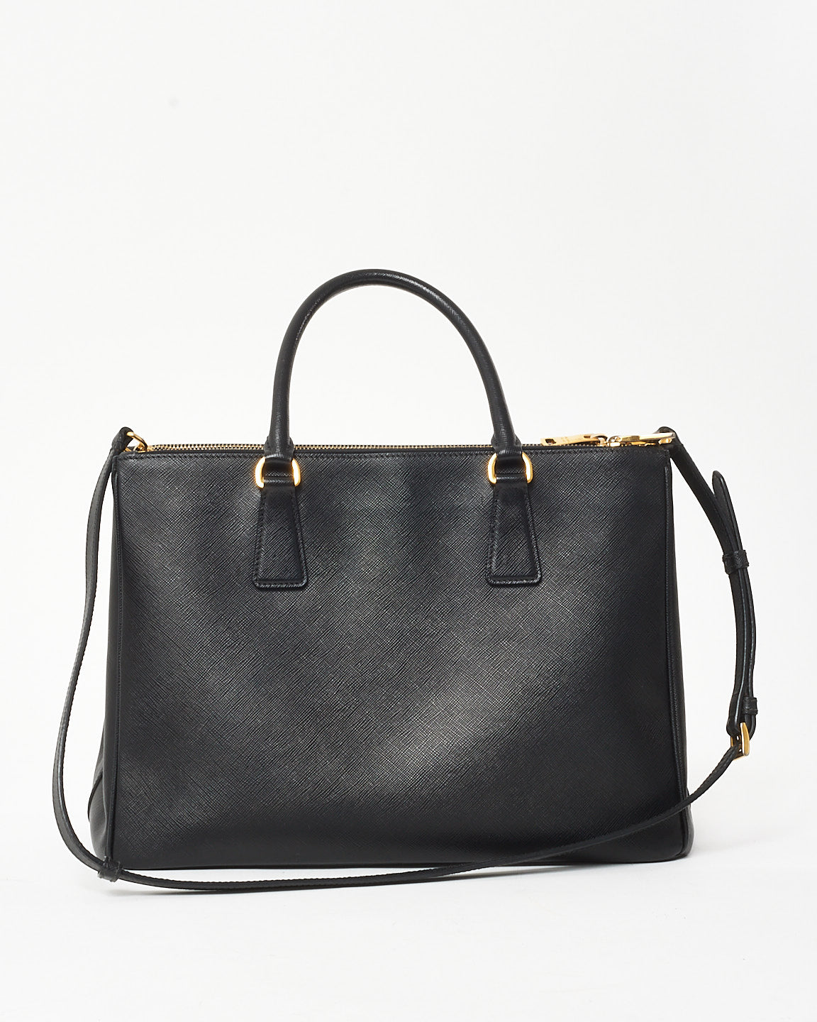 Prada Black Saffiano Leather Medium Galleria Double Zip Tote