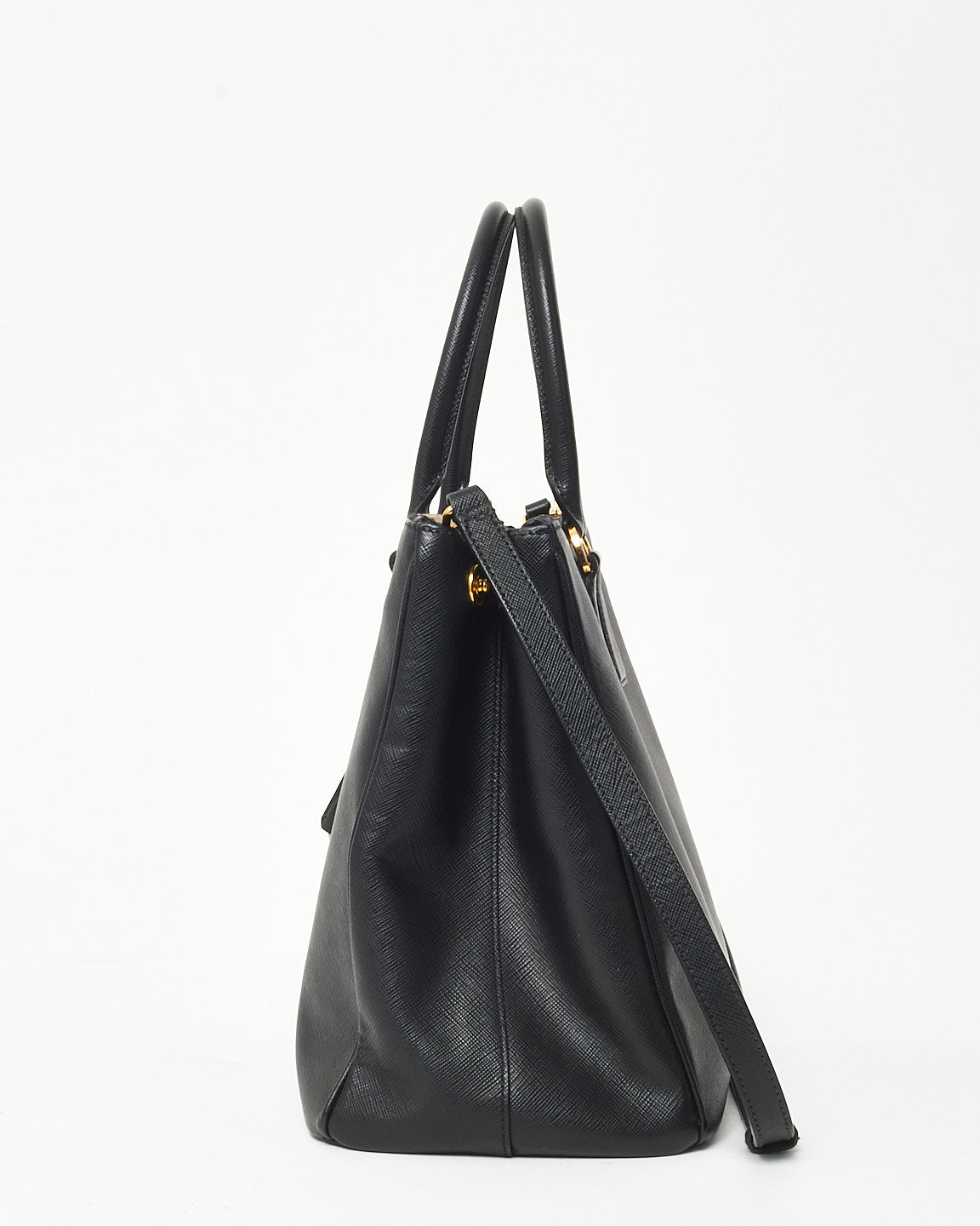 Prada Black Saffiano Leather Medium Galleria Double Zip Tote