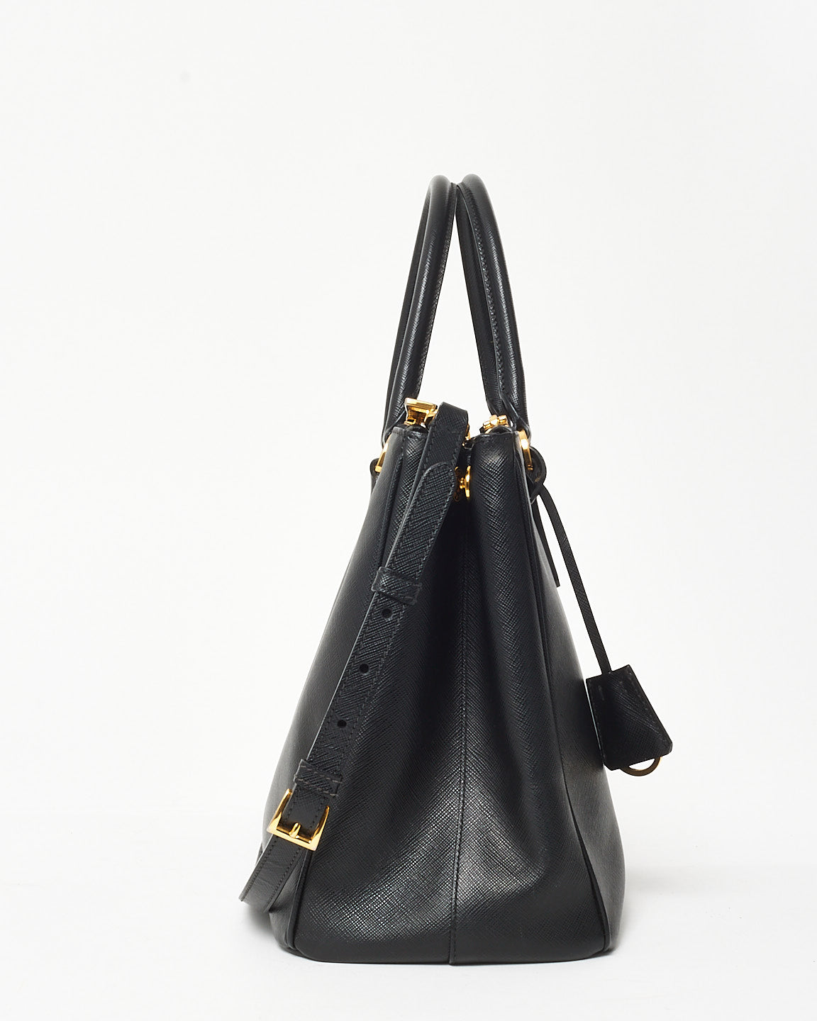 Prada Black Saffiano Leather Medium Galleria Double Zip Tote