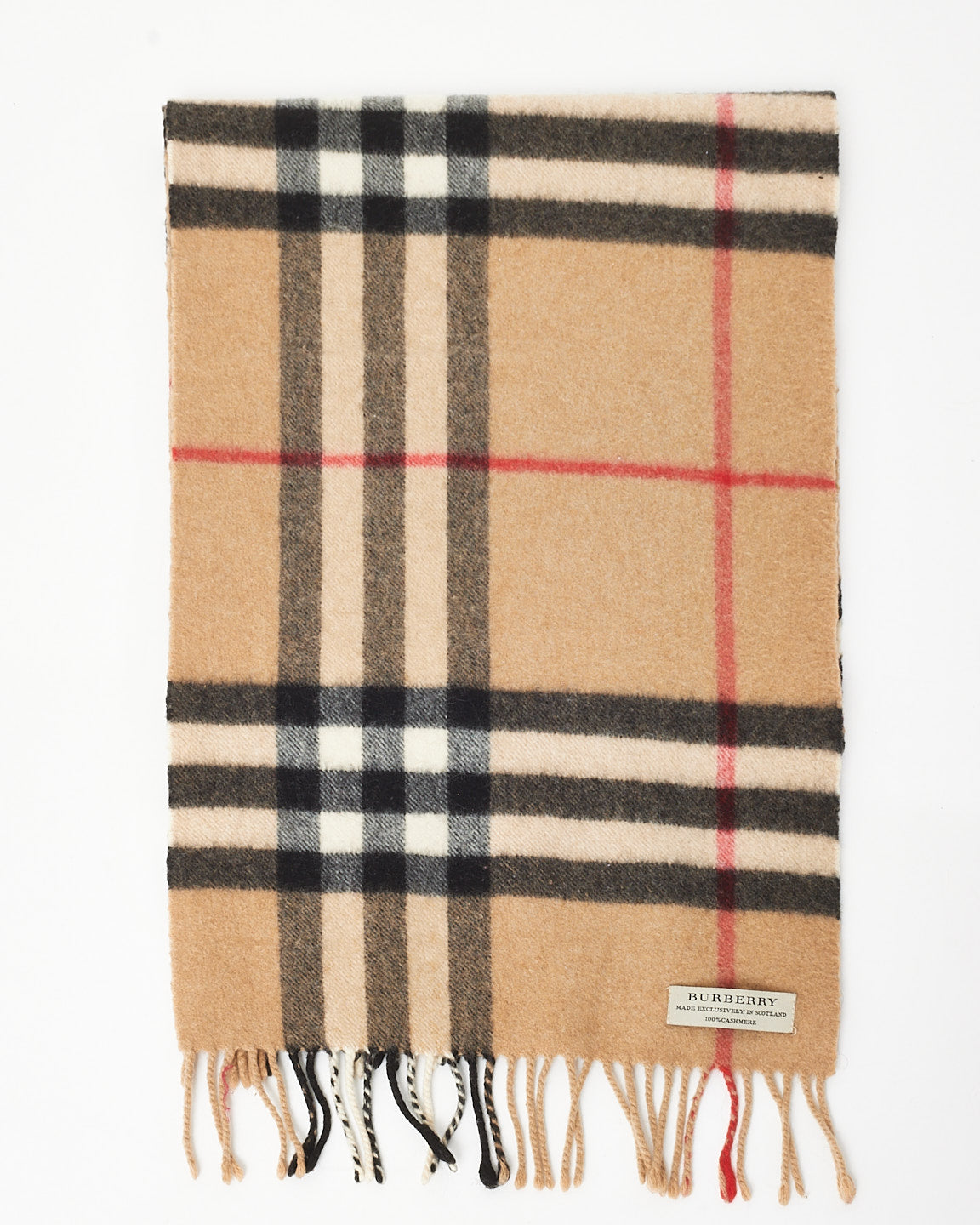 Burberry Beige Check Cashmere Scarf