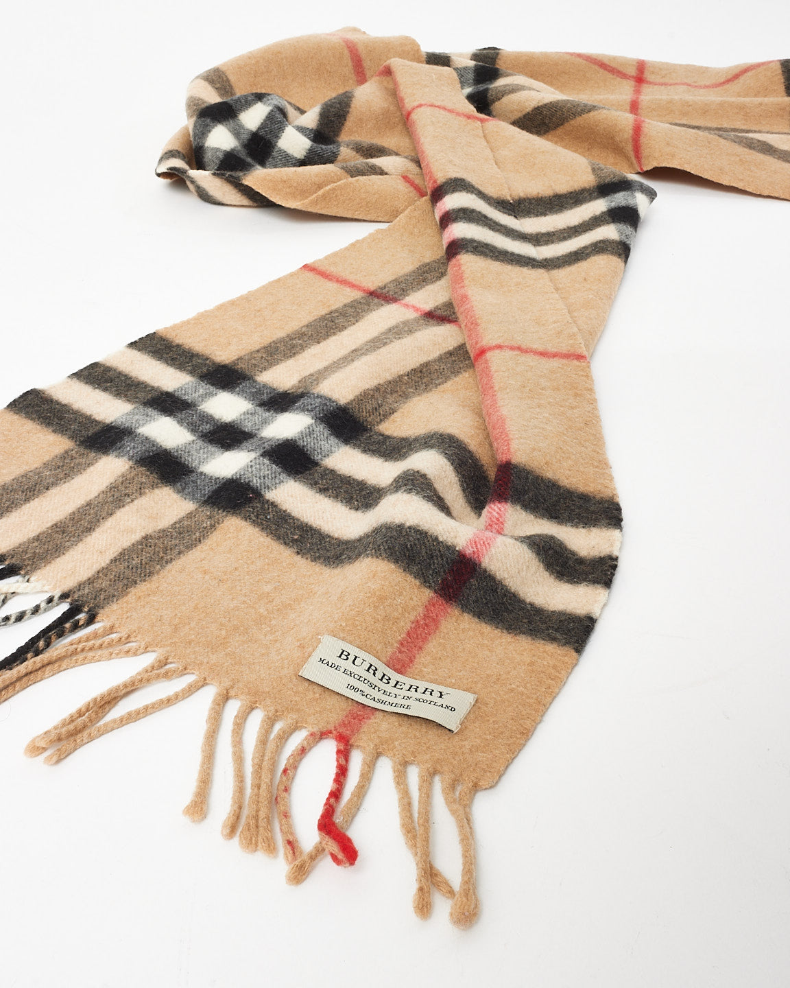 Burberry Beige Check Cashmere Scarf